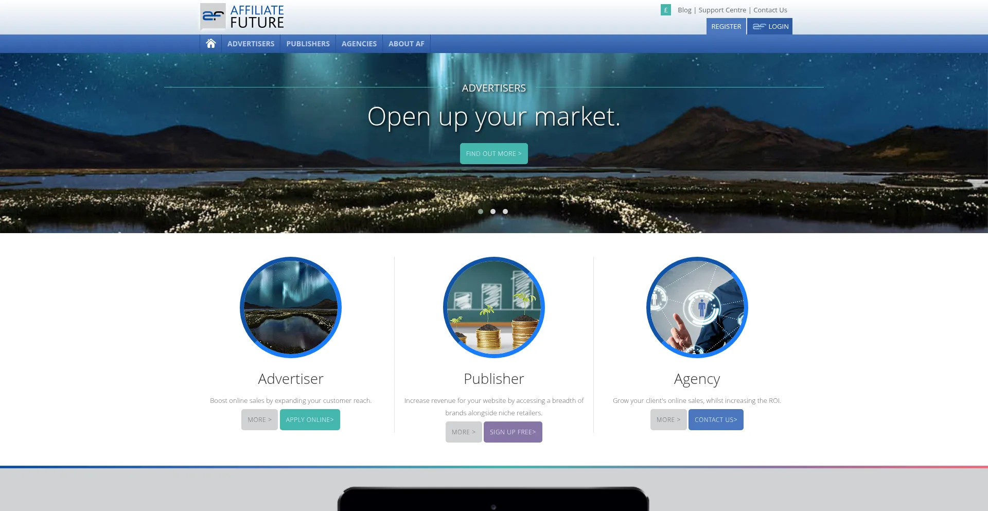Website screenshot of Affiliatefuture.com