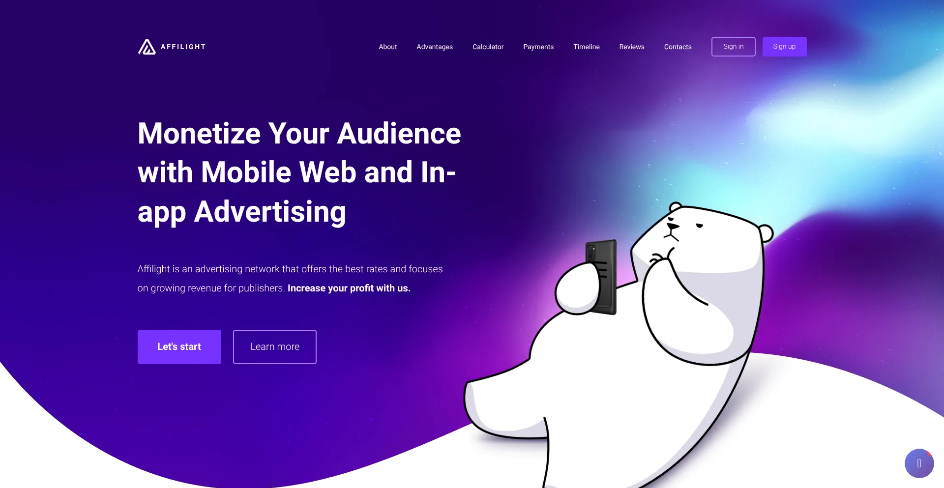 Website screenshot of Affilight.com