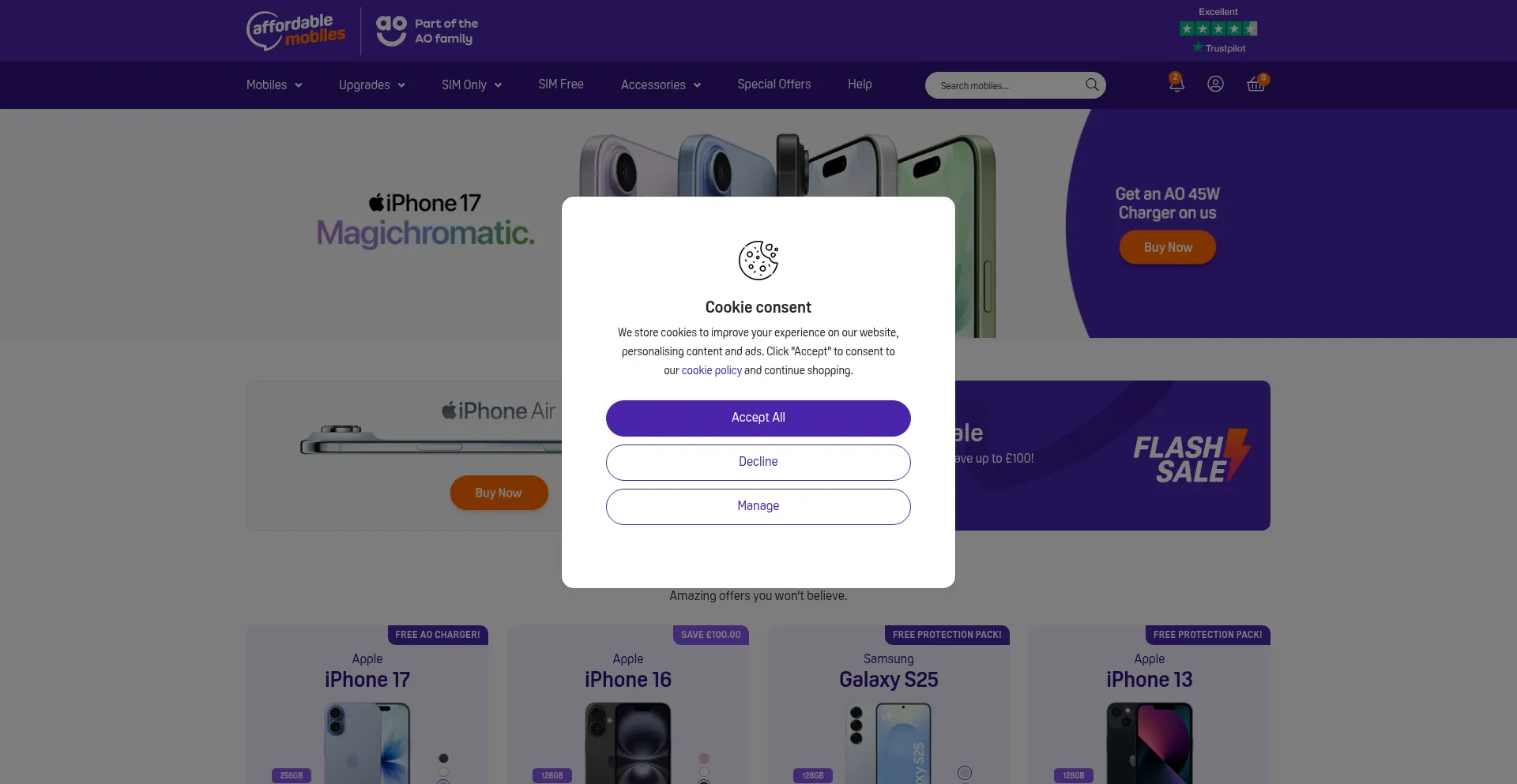 Affordablemobiles.co.uk Screenshot