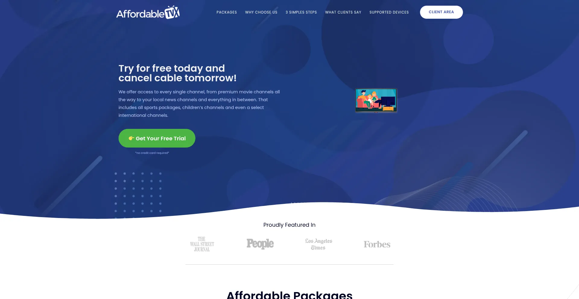 Website screenshot of Affordabletvx.com