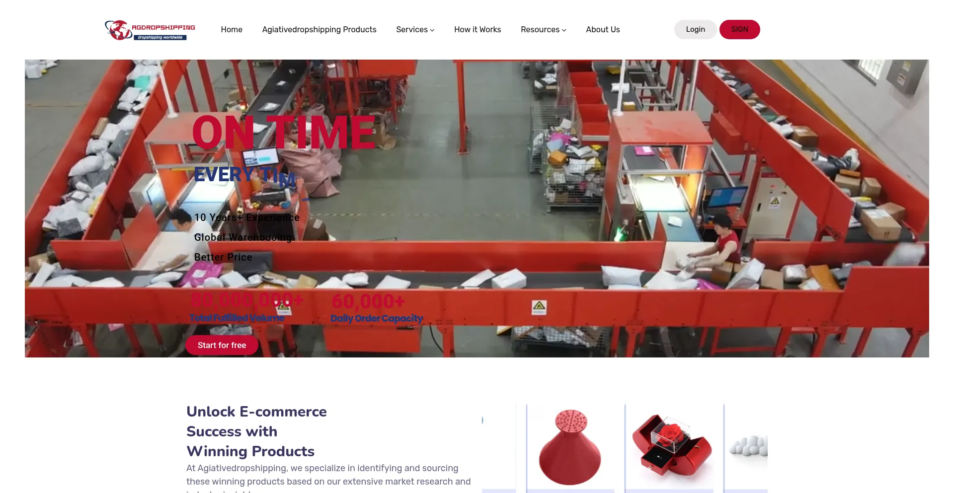 Website screenshot of Agdropshipping.com