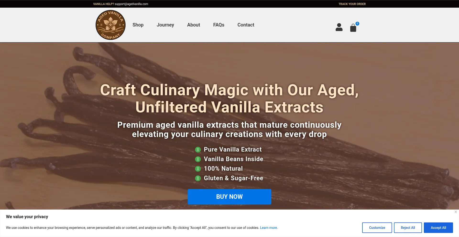 Website screenshot of Agedvanilla.com