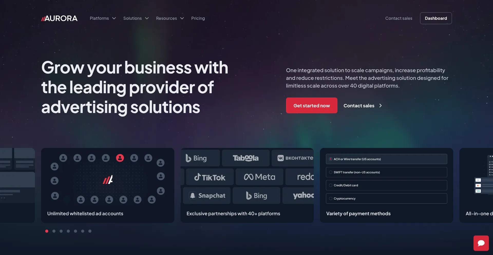 Website screenshot of Agency-aurora.com