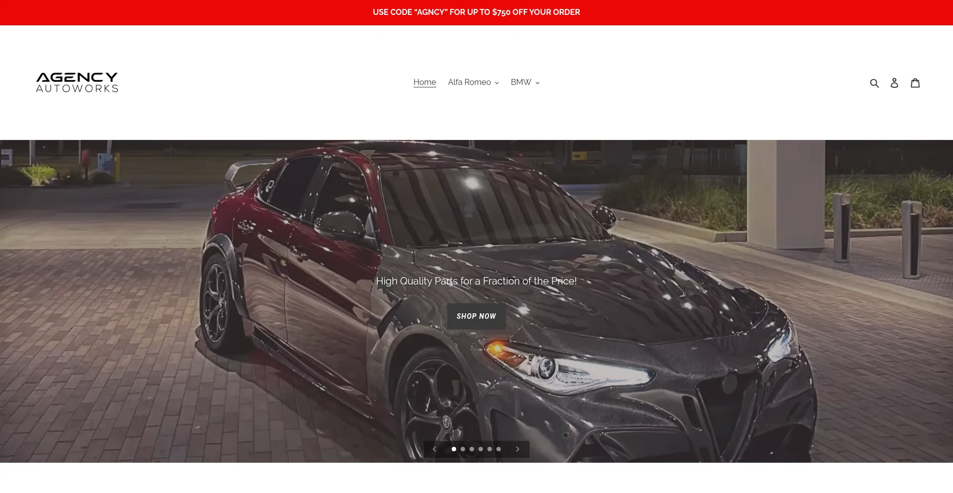 Website screenshot of Agencyautoworks.com