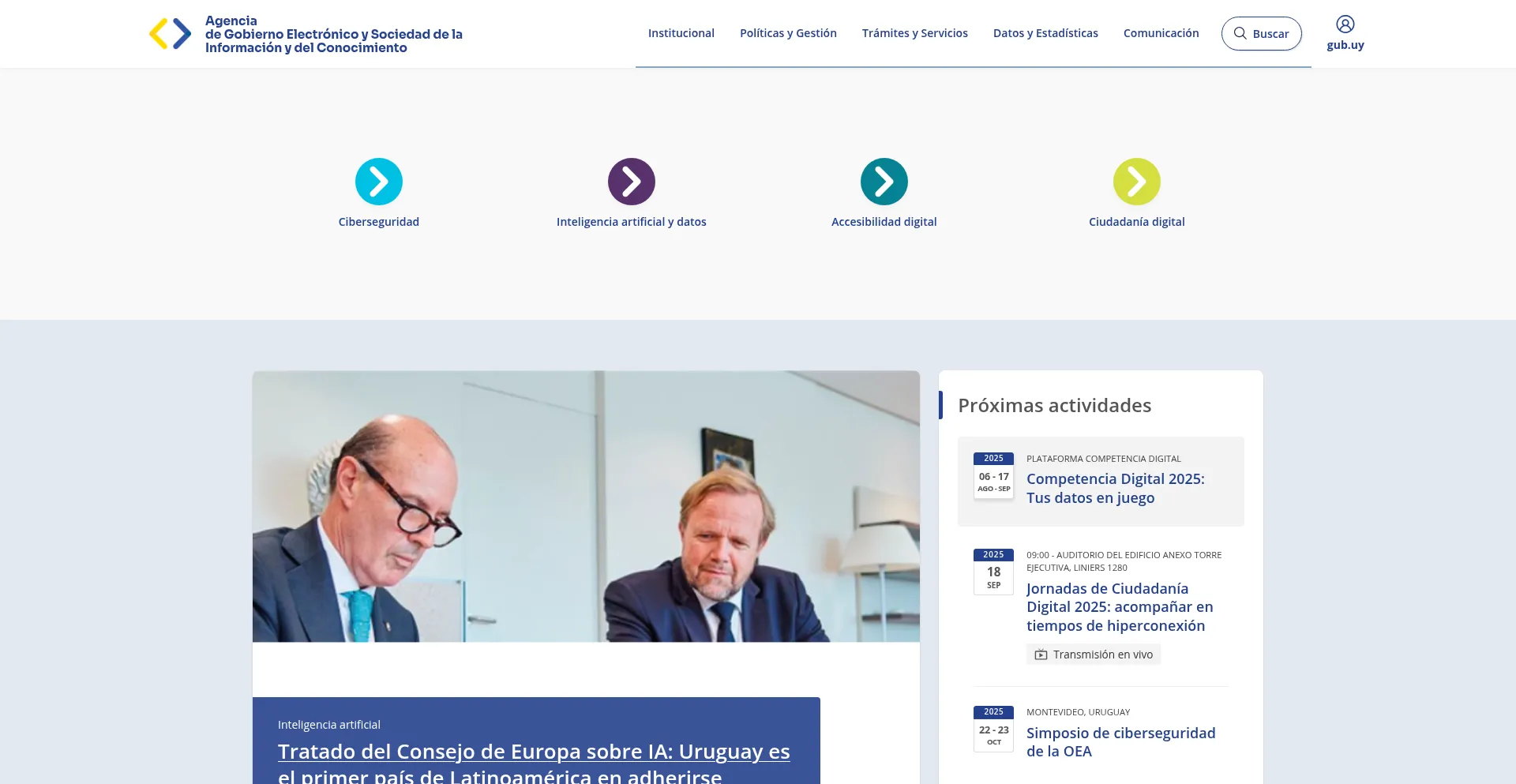 Website screenshot of Agesic.gub.uy