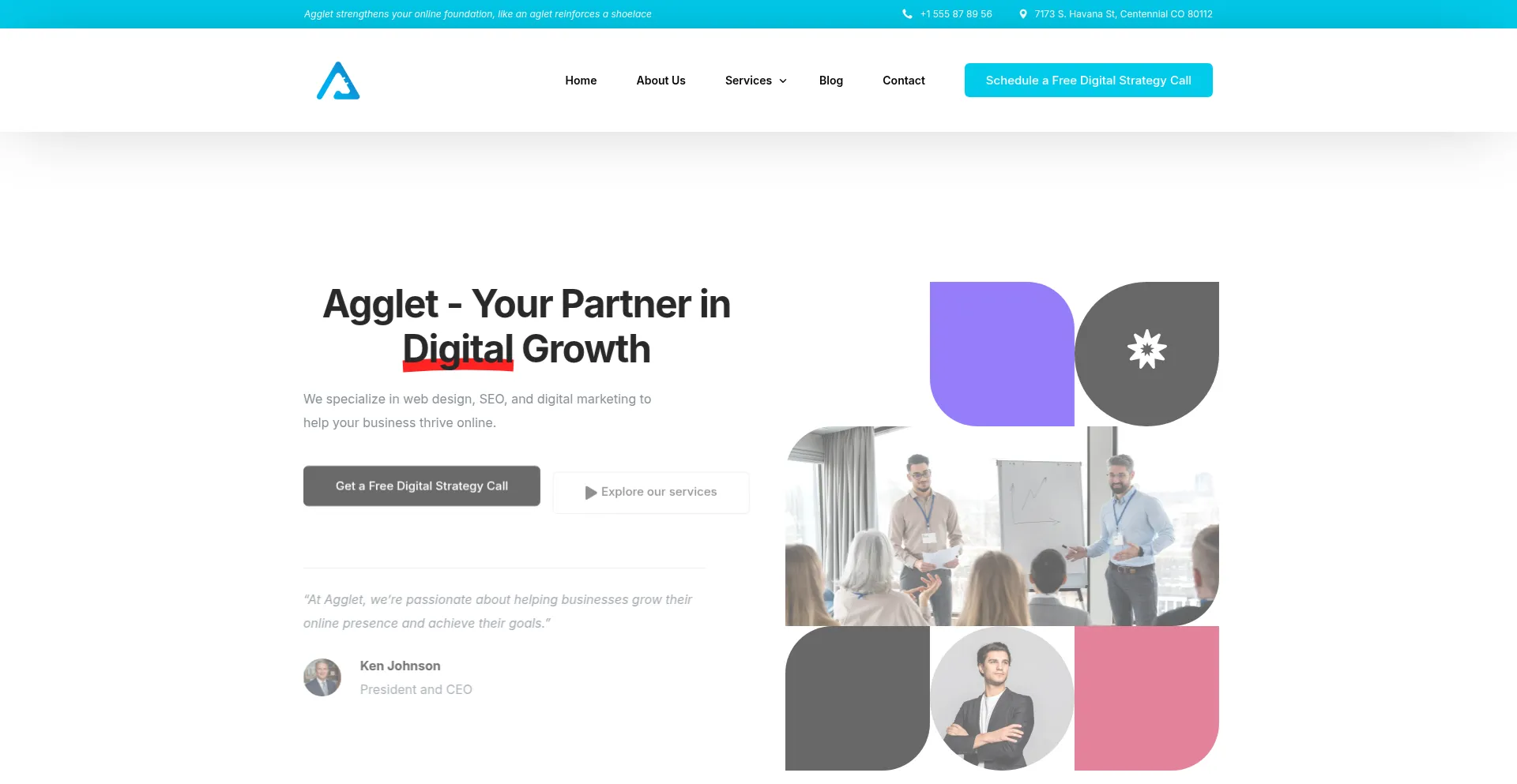 Website screenshot of Agglet.com