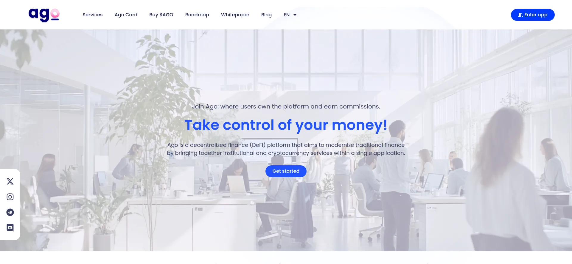 Website screenshot of Ago-defi.io