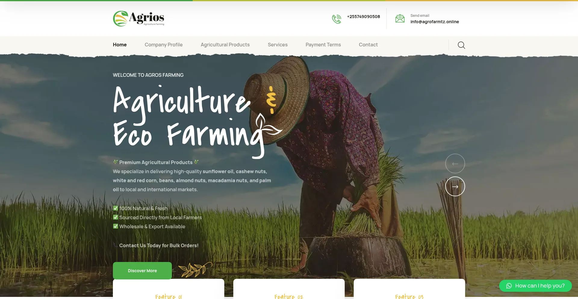 Website screenshot of Agrofarmtz.online