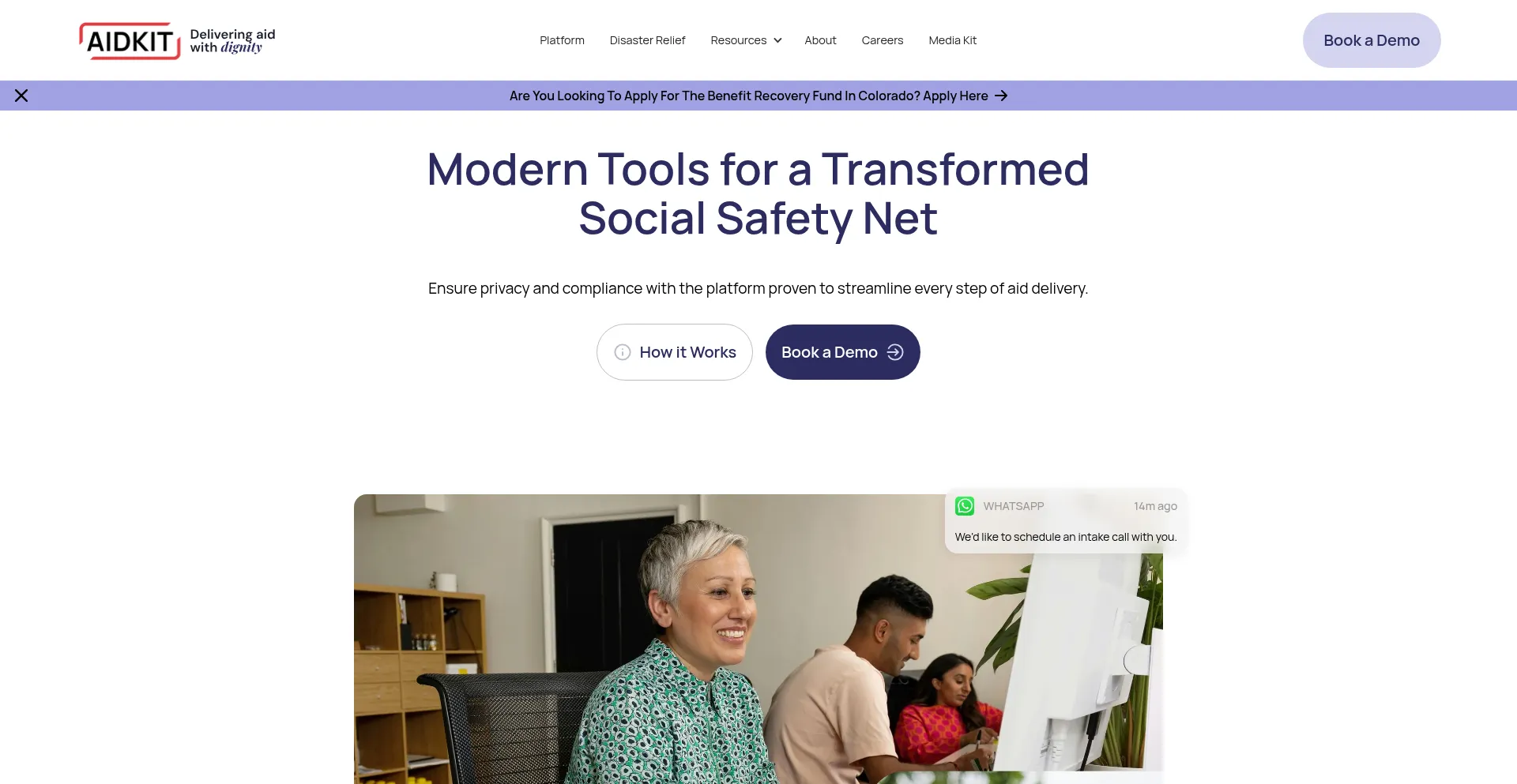 Website screenshot of Aidkit.com