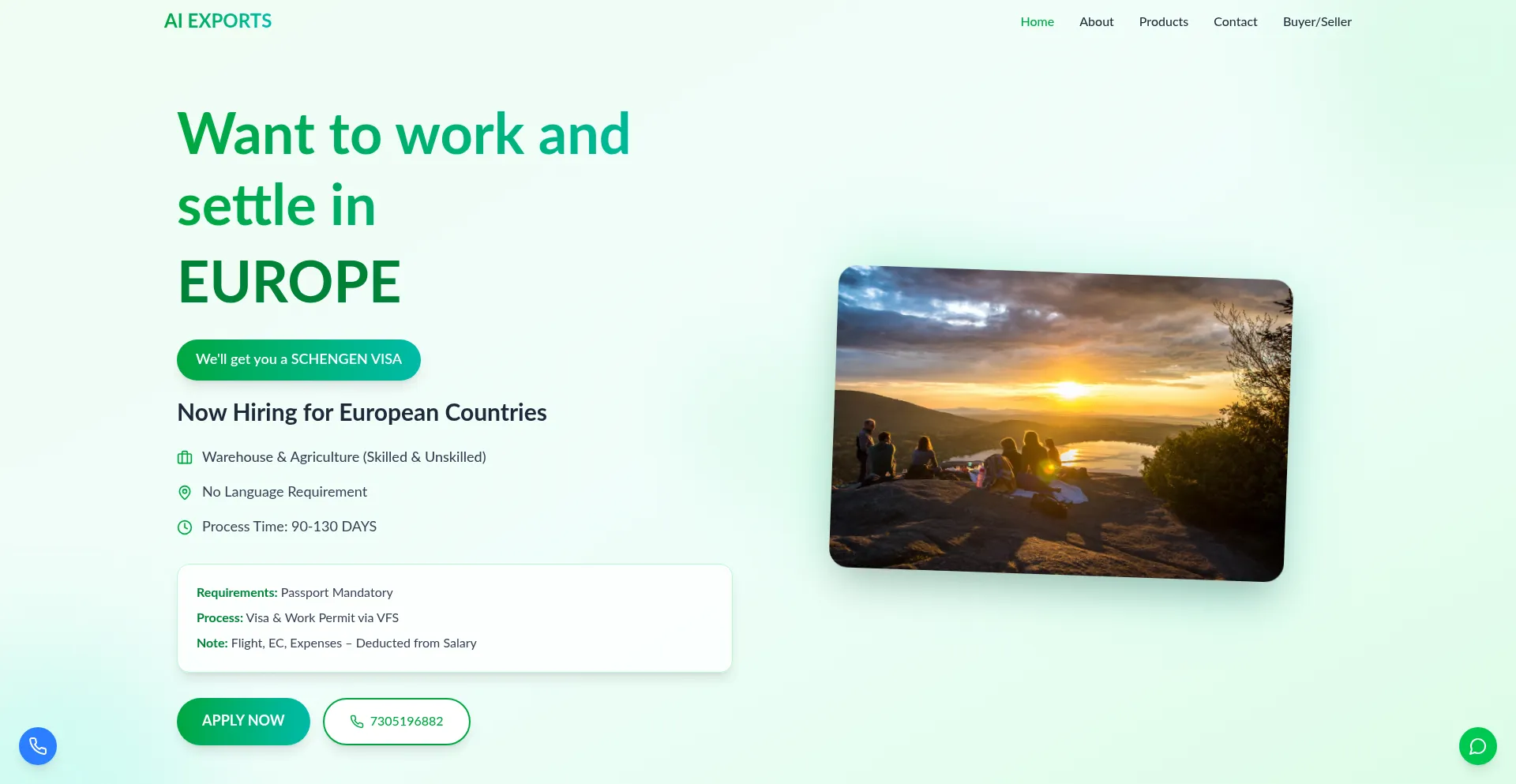 Website screenshot of Aiexports.info