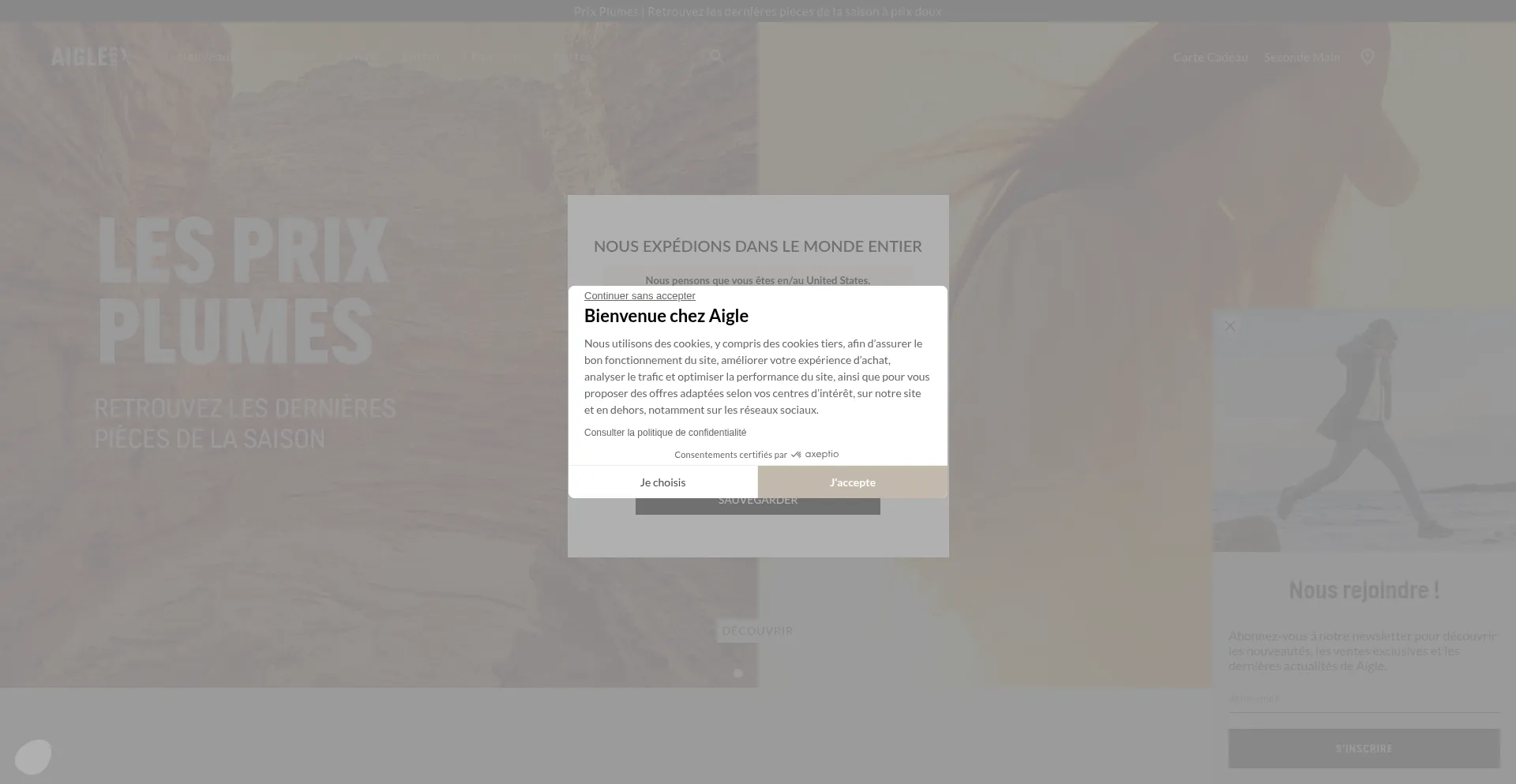 Website screenshot of Aigle.com
