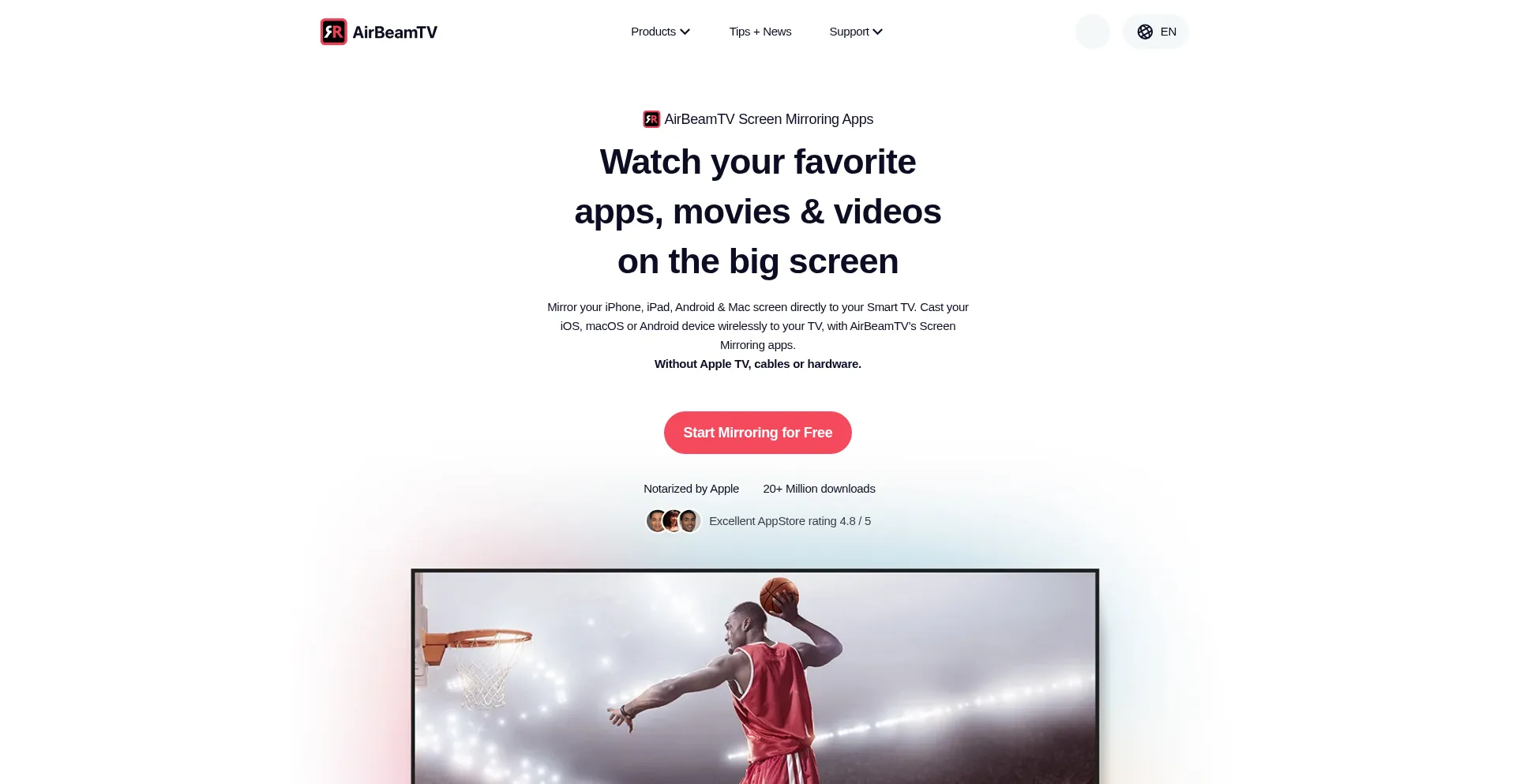 Website screenshot of Airbeam.tv