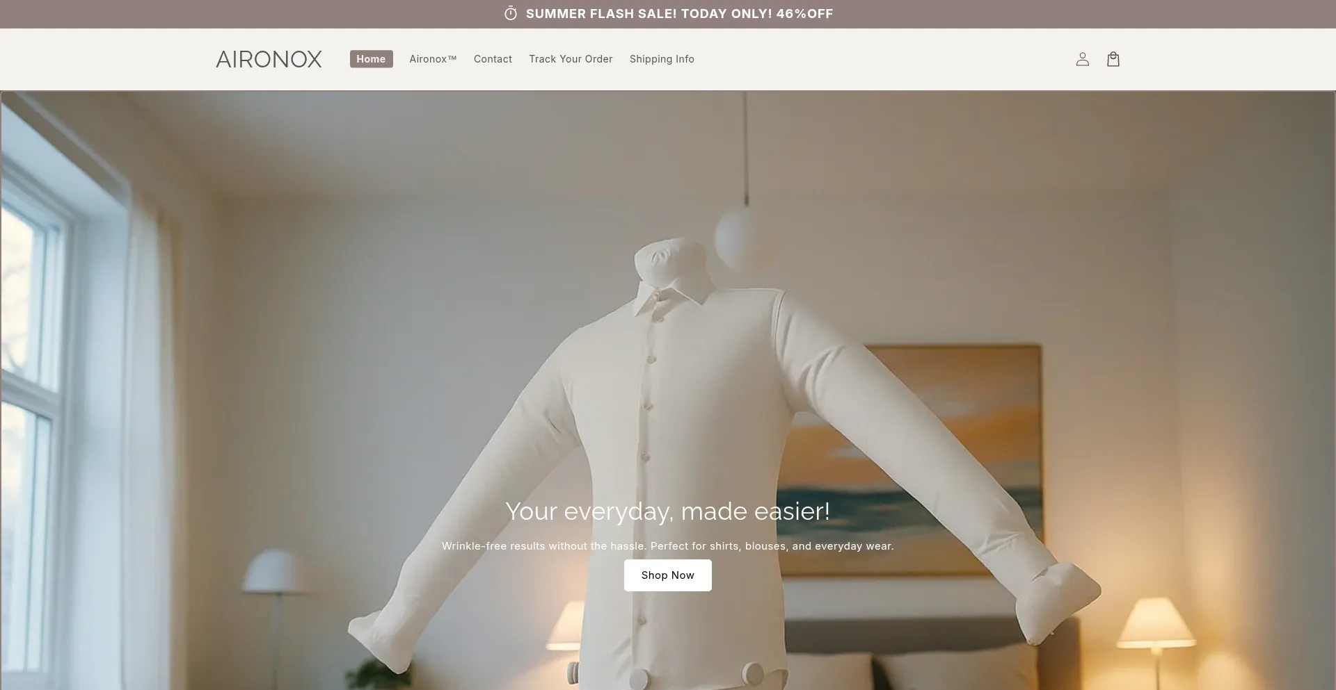 Website screenshot of Aironox.com