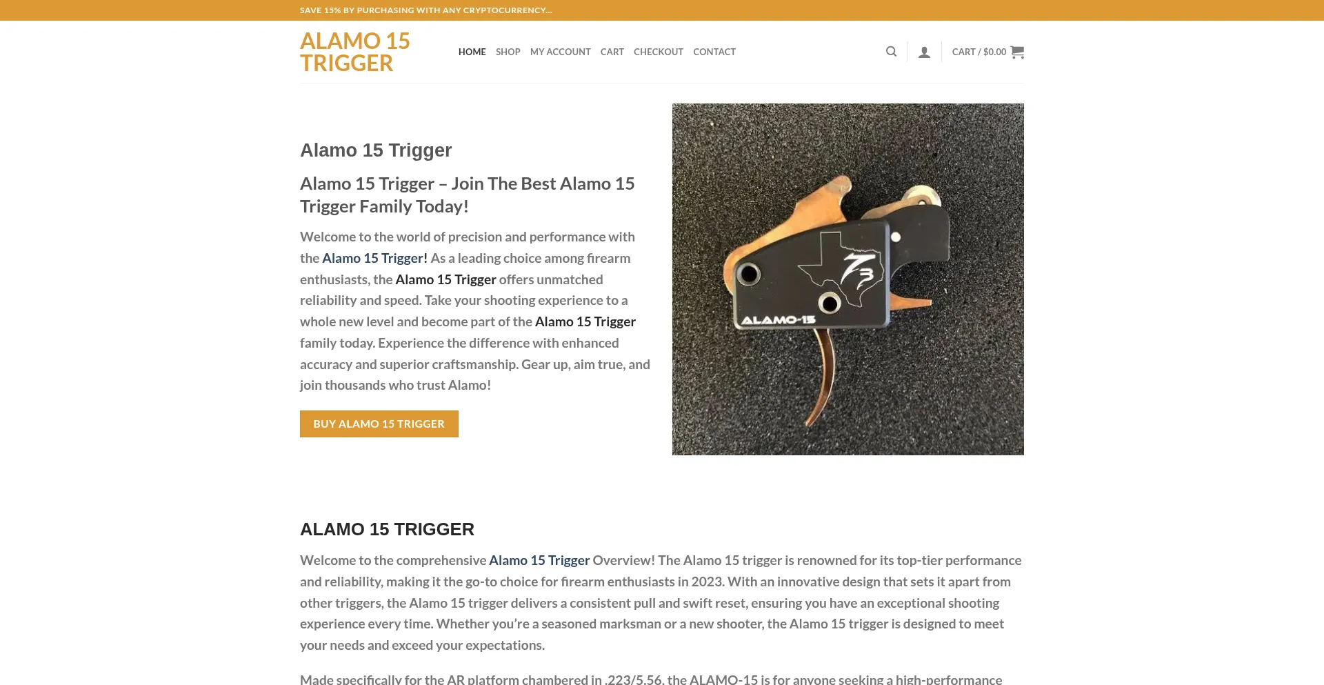 Website screenshot of Alamo15triggerco.com