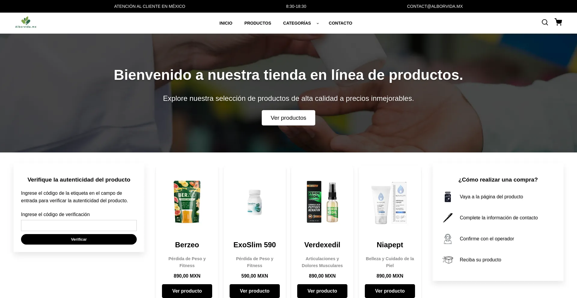 Website screenshot of Alborvida.mx