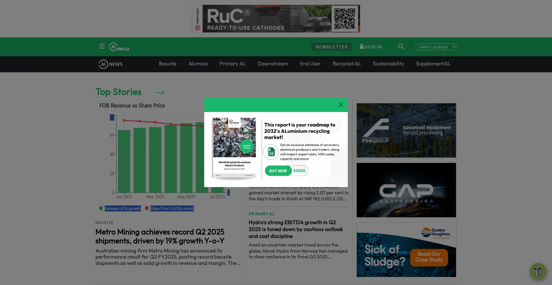 Website screenshot of Alcircle.com