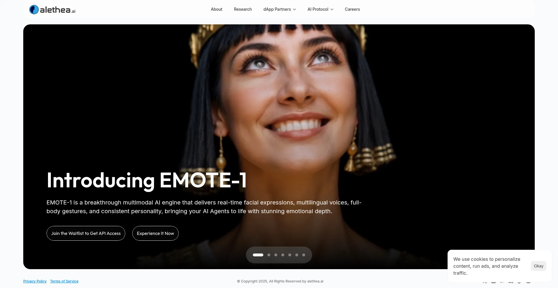 Website screenshot of Alethea.ai
