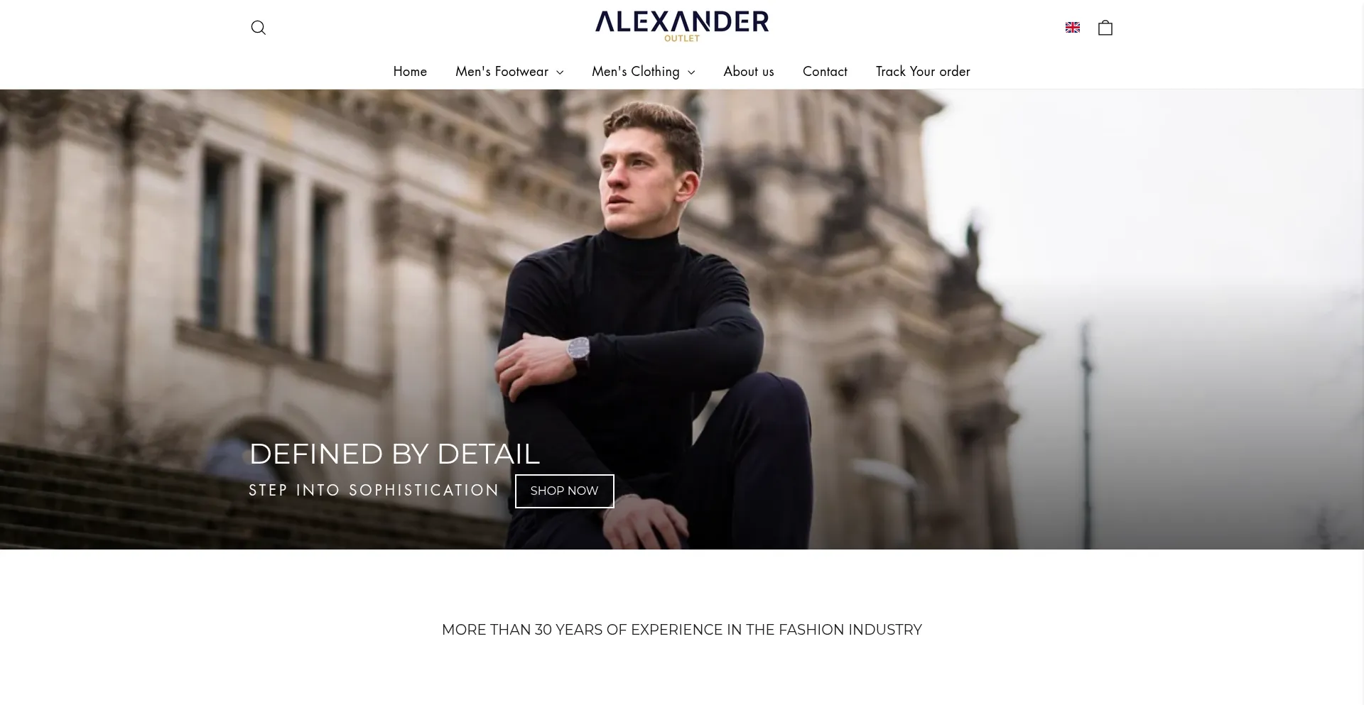 Website screenshot of Alexander-outlet.com