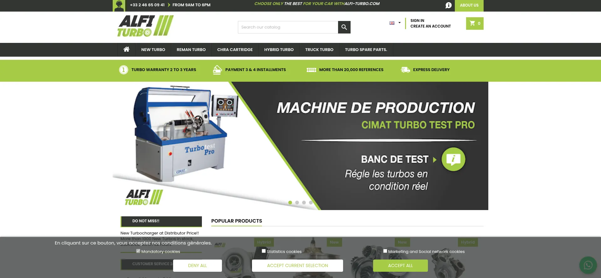 Website screenshot of Alfi-turbo.com