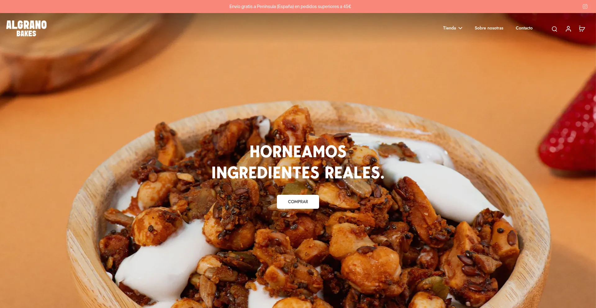 Website screenshot of Algranobakes.com