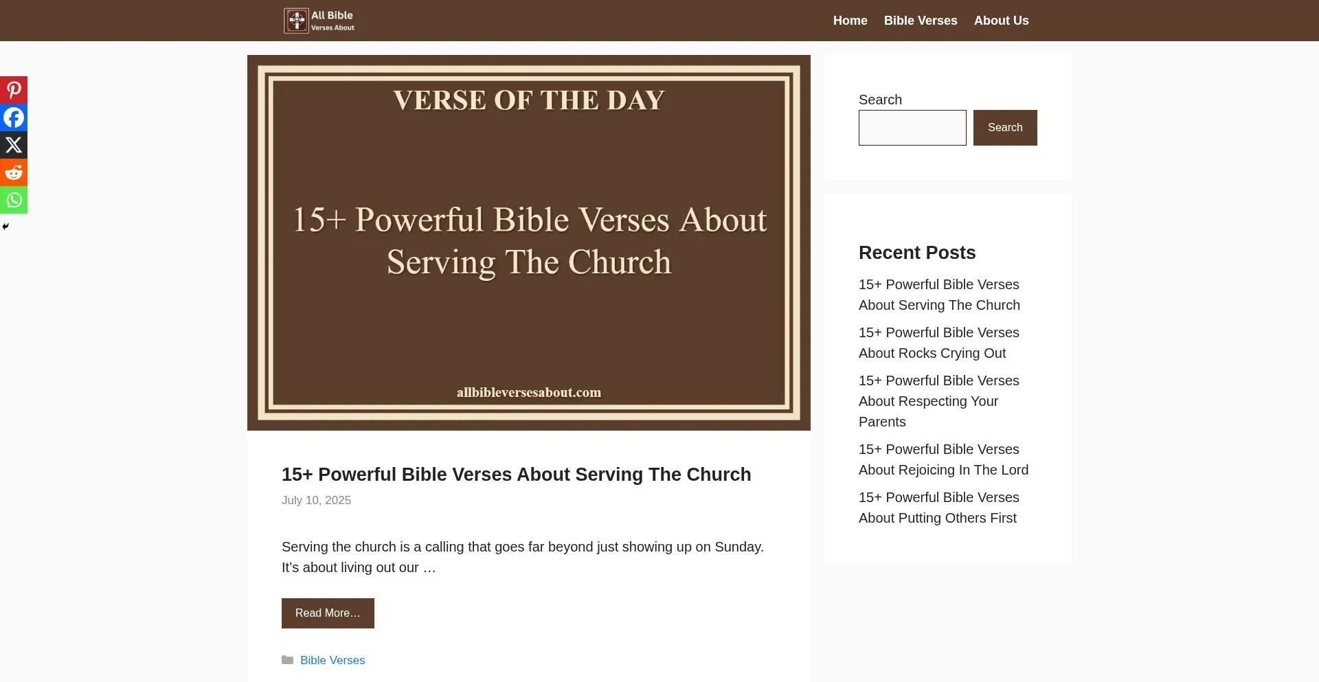Website screenshot of Allbibleversesabout.com