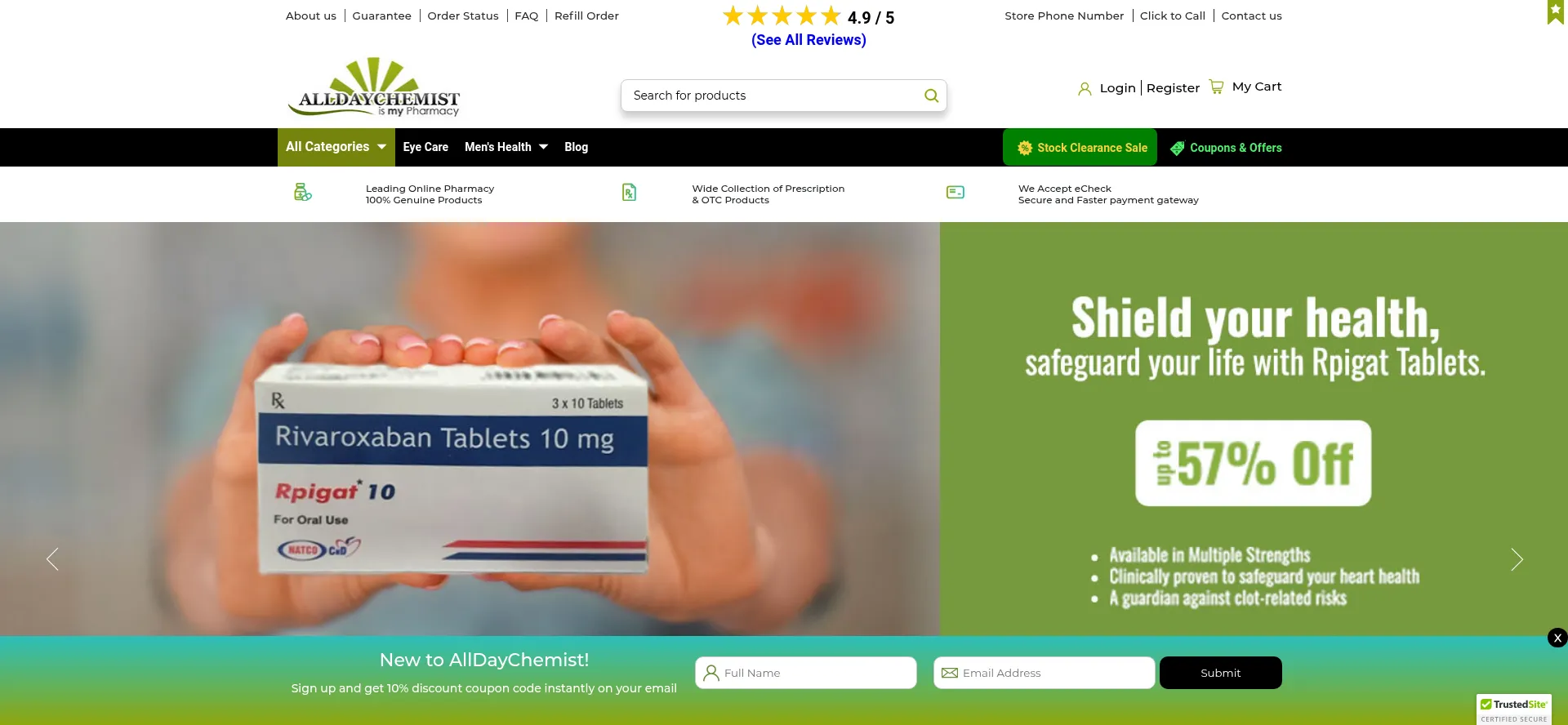 Website screenshot of Alldaychemist.com