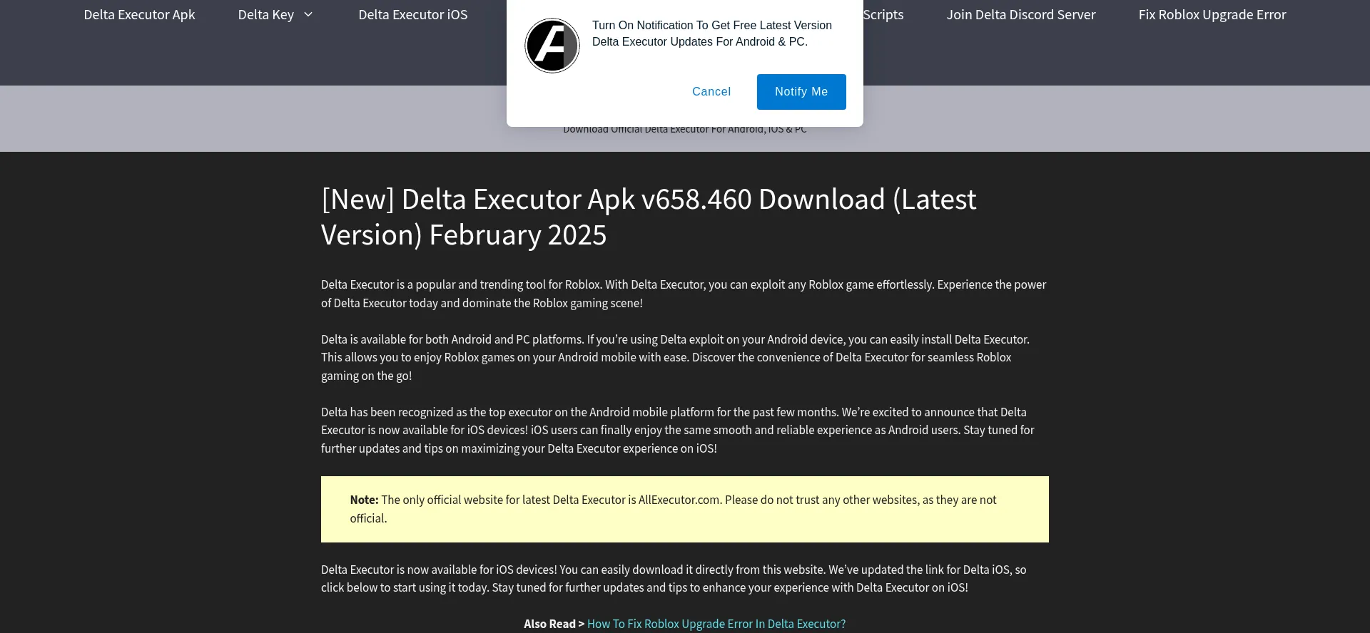 Website screenshot of Allexecutor.com