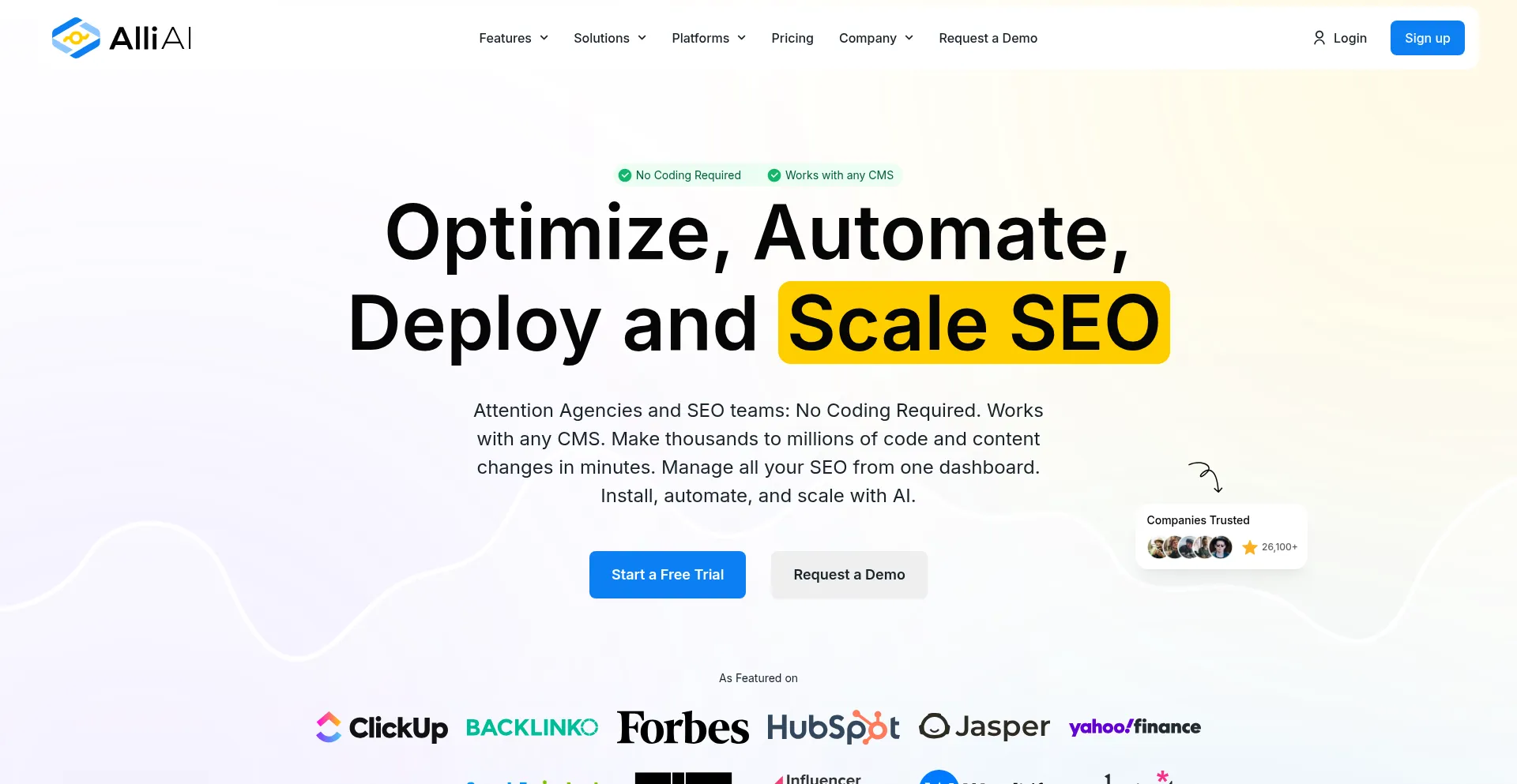 Website screenshot of Alliai.com