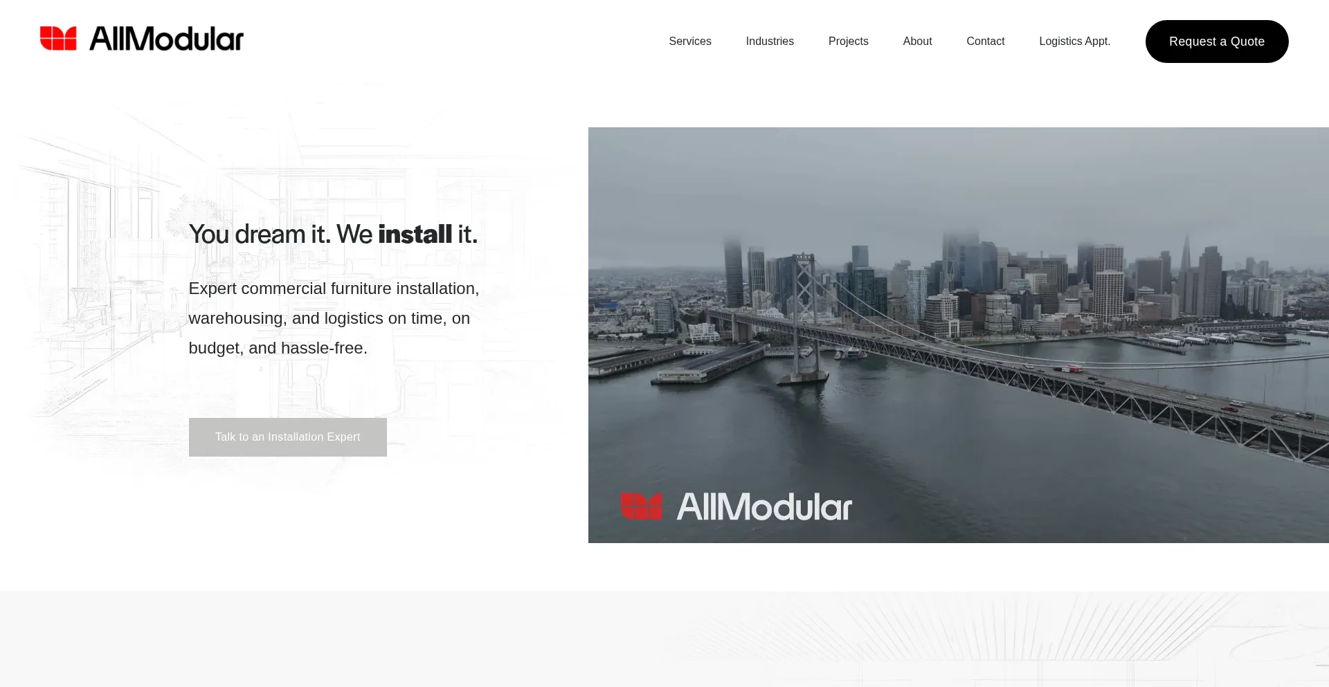 Website screenshot of Allmodularsystems.com