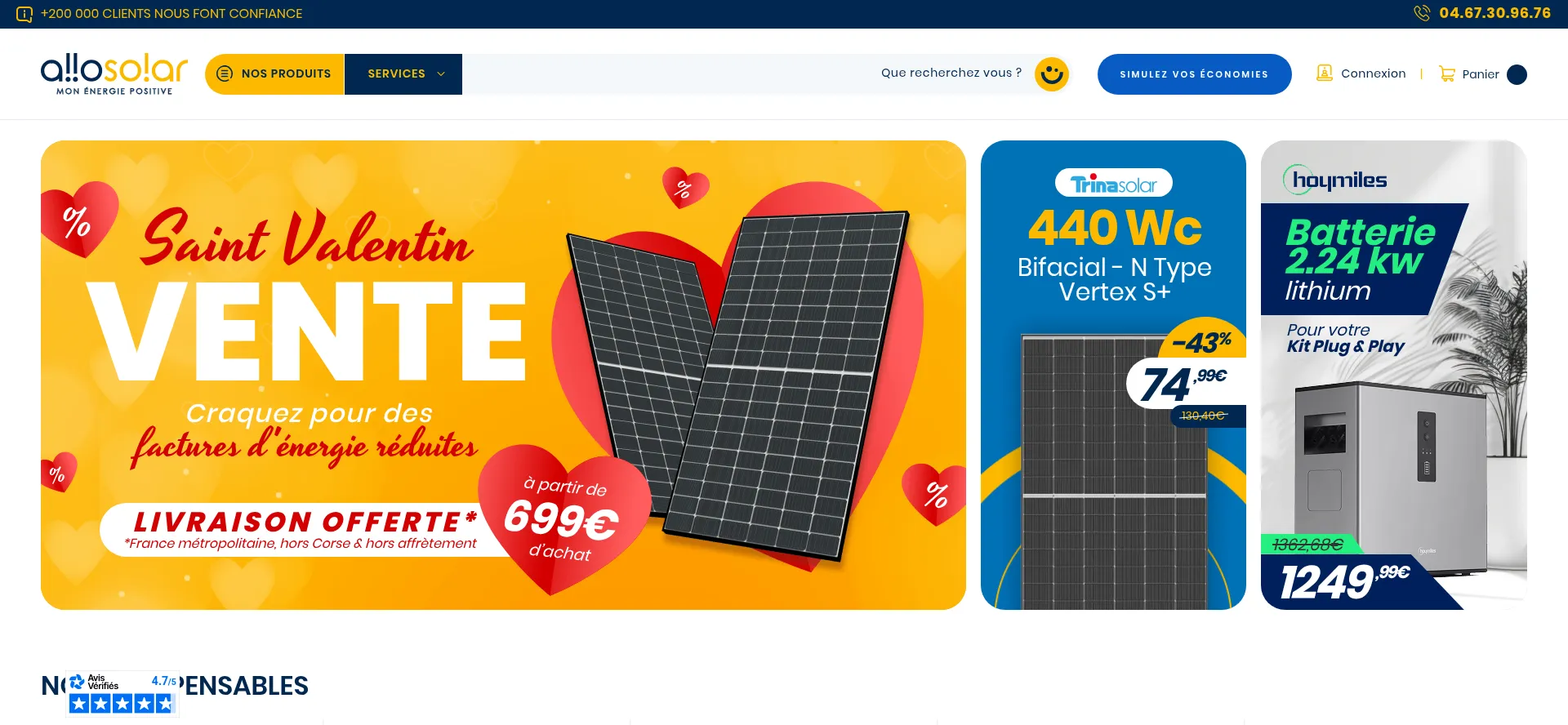 Website screenshot of Allo.solar