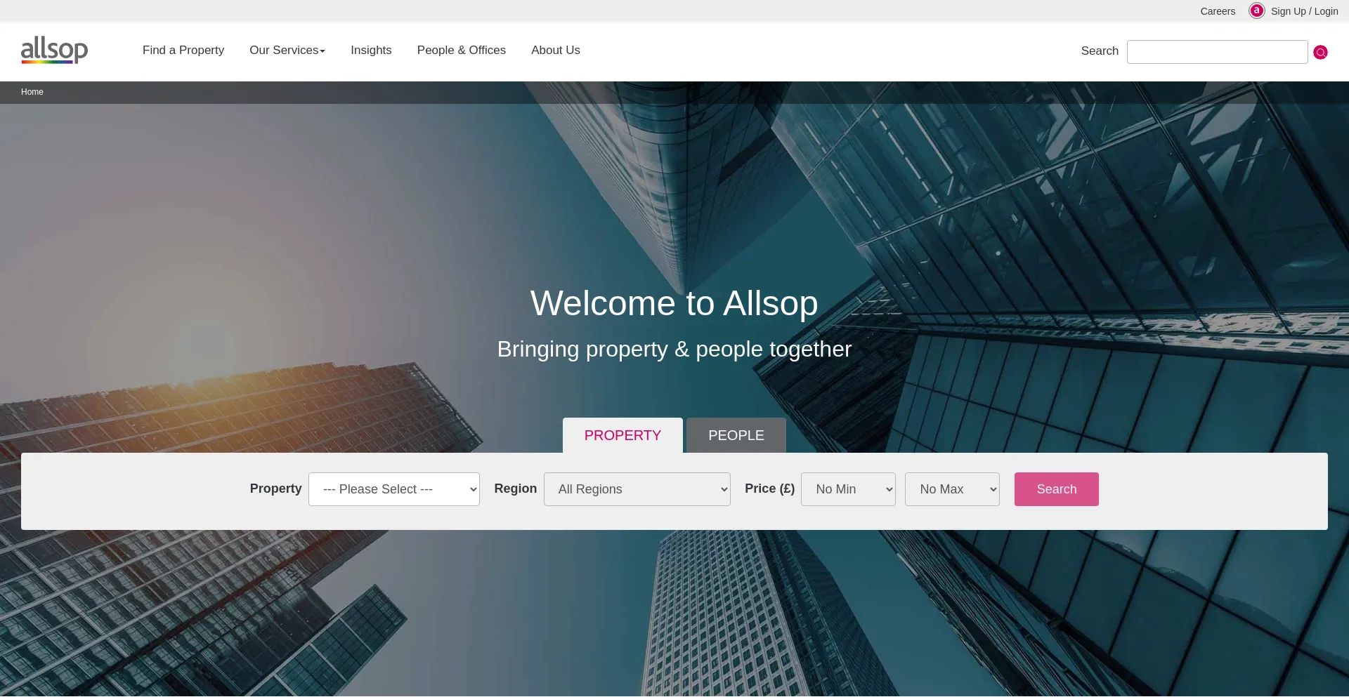 Website screenshot of Allsop.co.uk