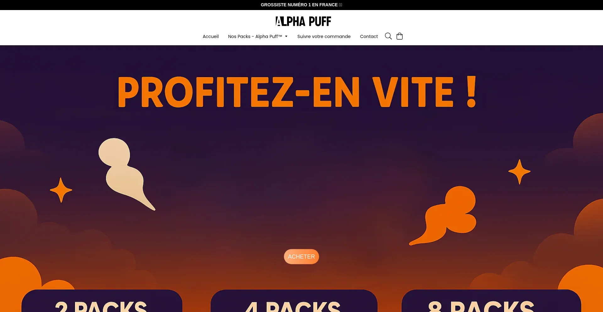 Website screenshot of Alpha-puff.com