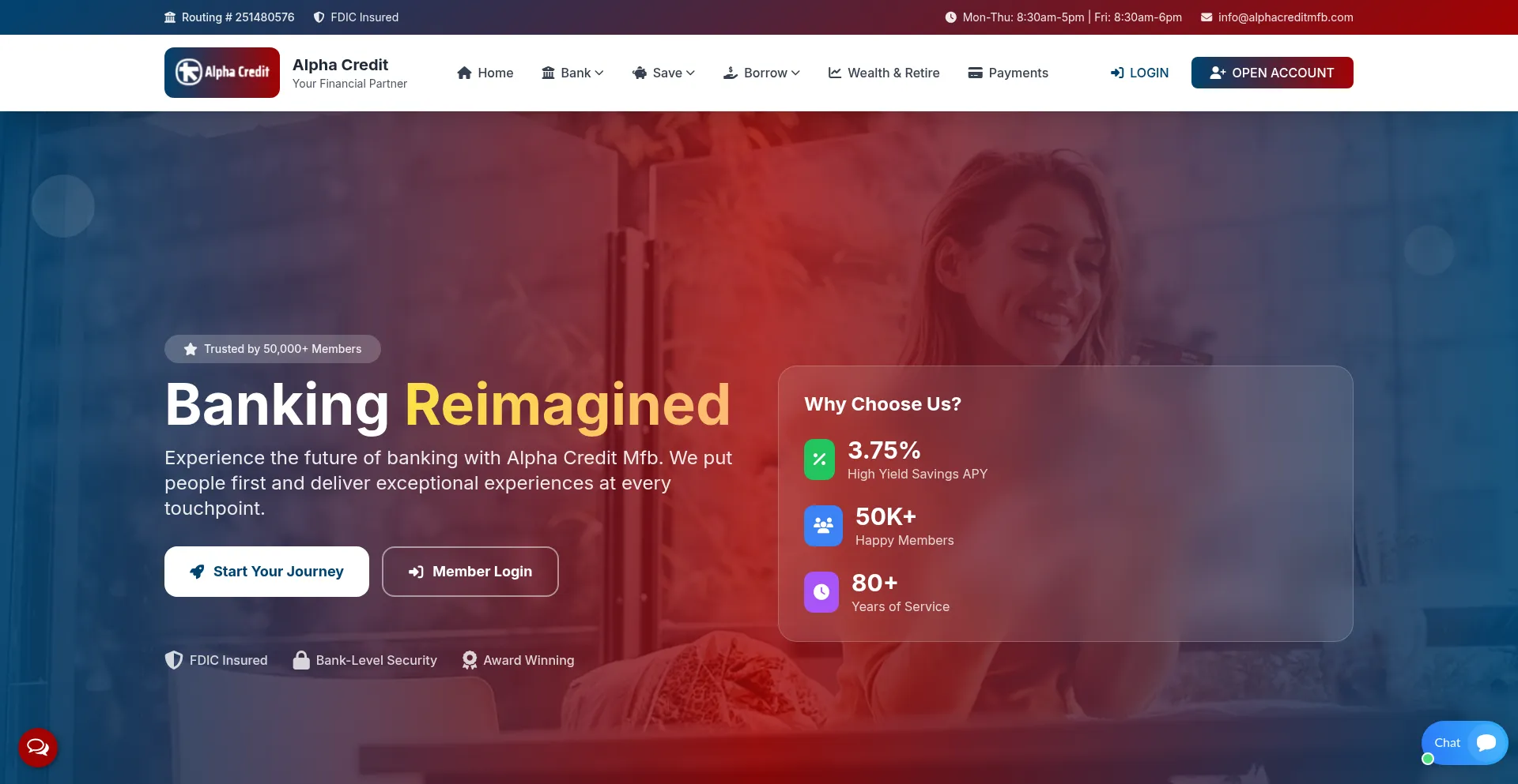 Website screenshot of Alphacreditmfb.com