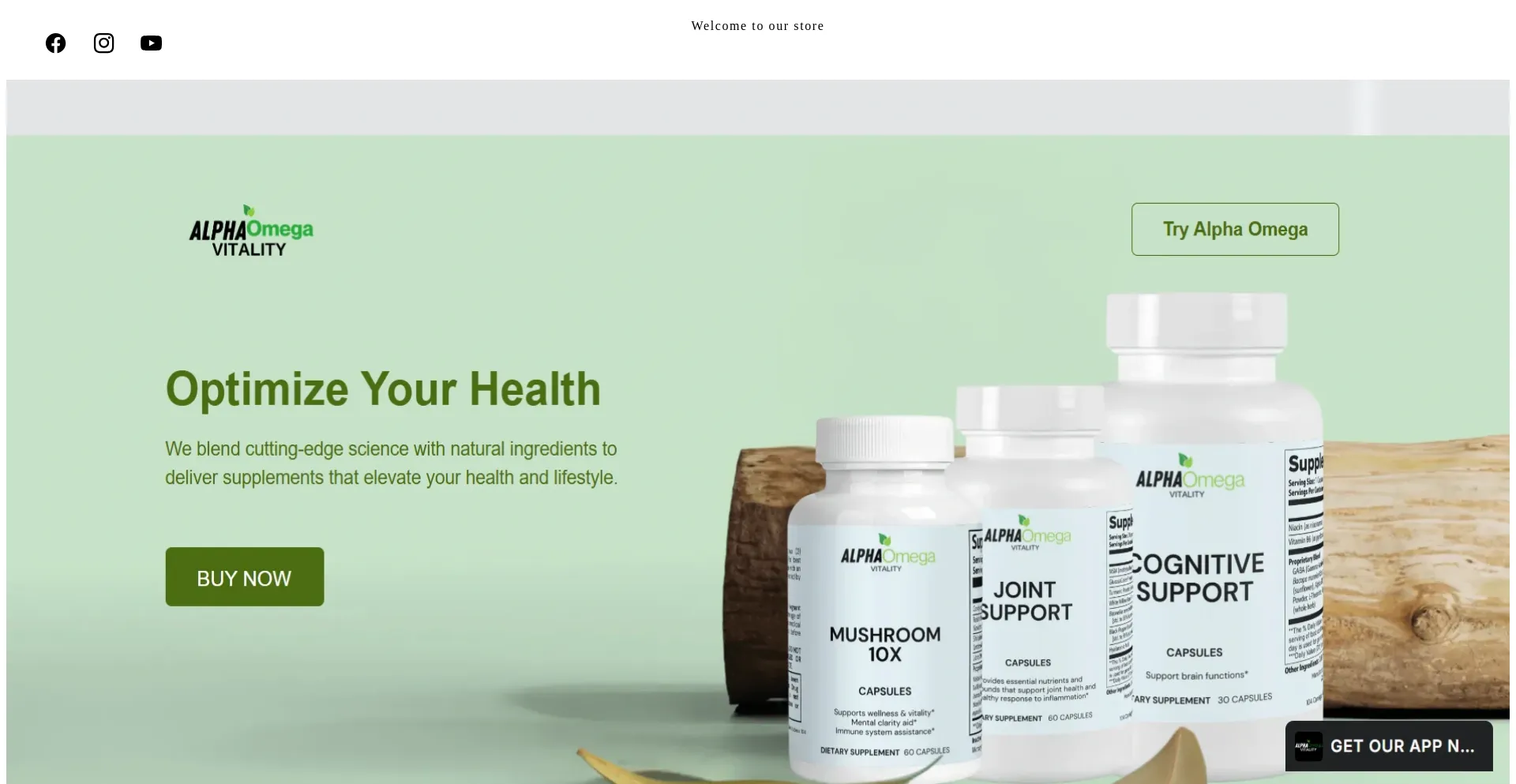 Website screenshot of Alphaomegavitality.com