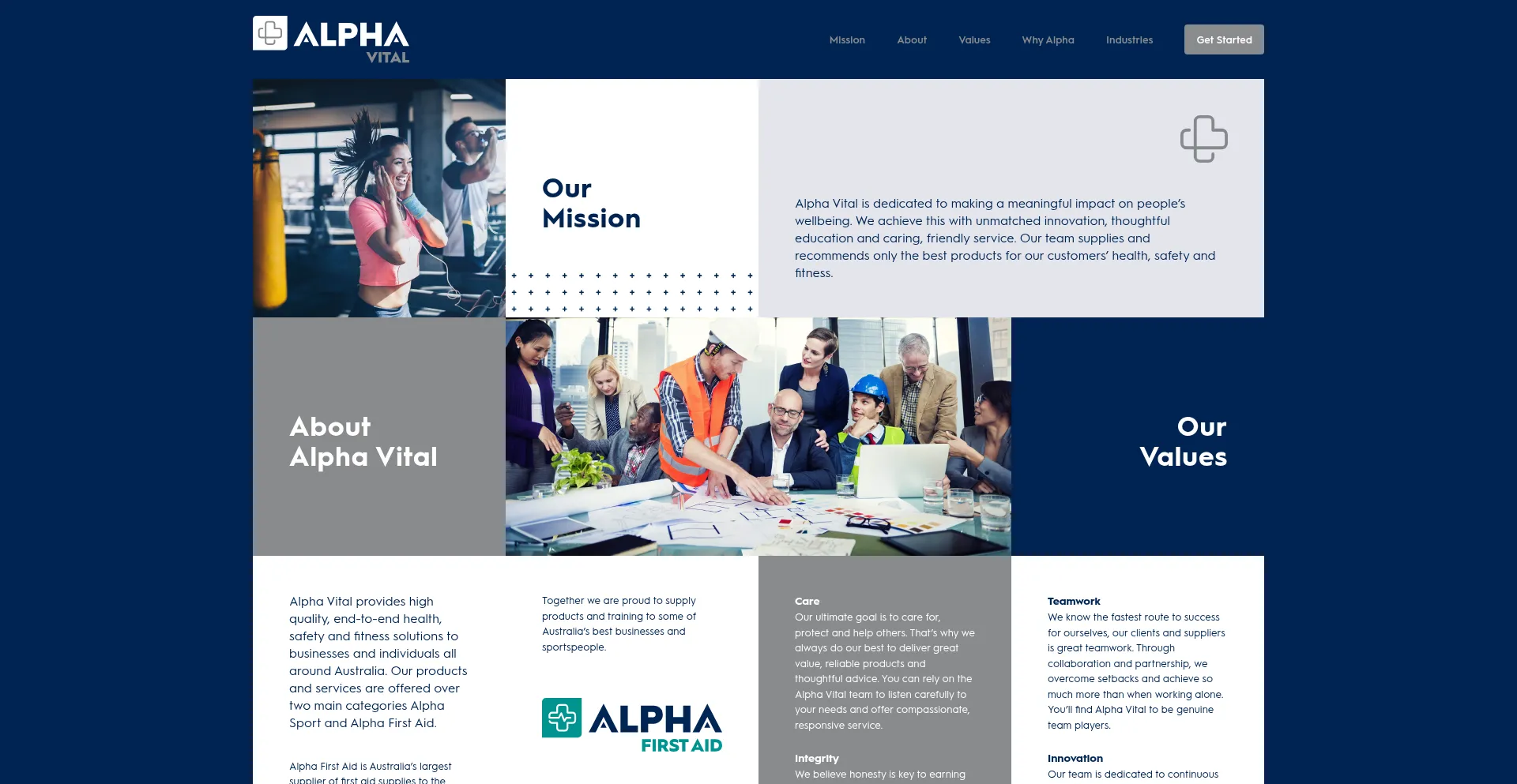 Website screenshot of Alphavital.com.au