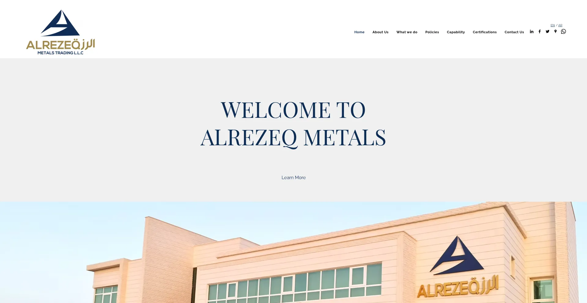Website screenshot of Alrezeqmetals.com