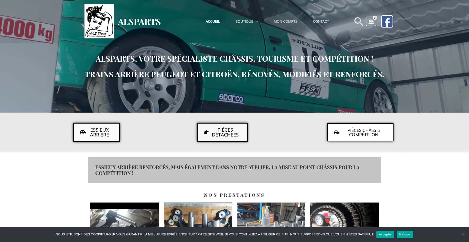 Website screenshot of Alsparts.fr