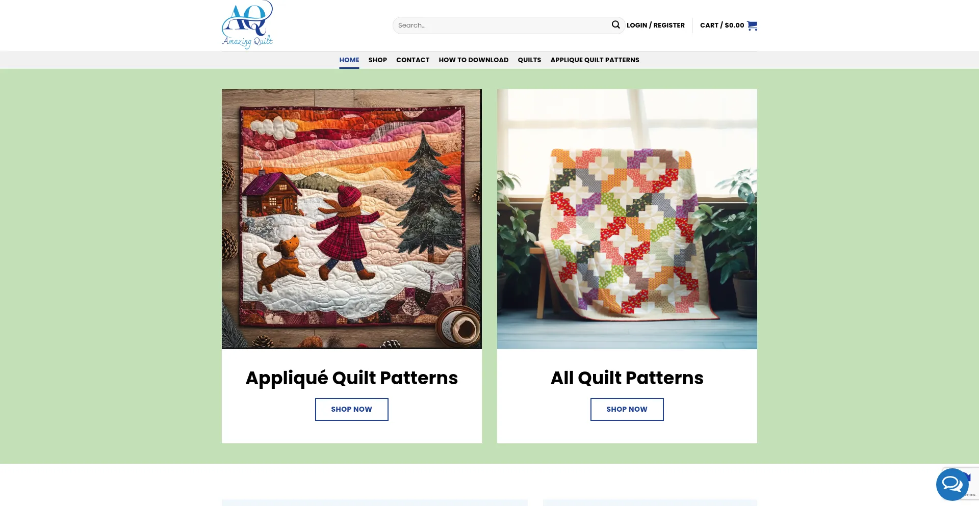 Website screenshot of Amazingquilt.com