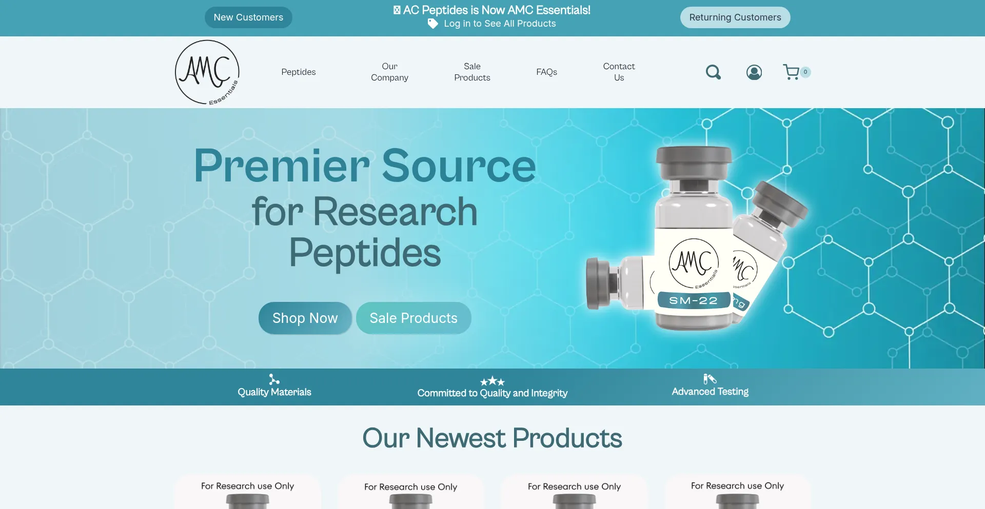 Website screenshot of Amc-essentials.com