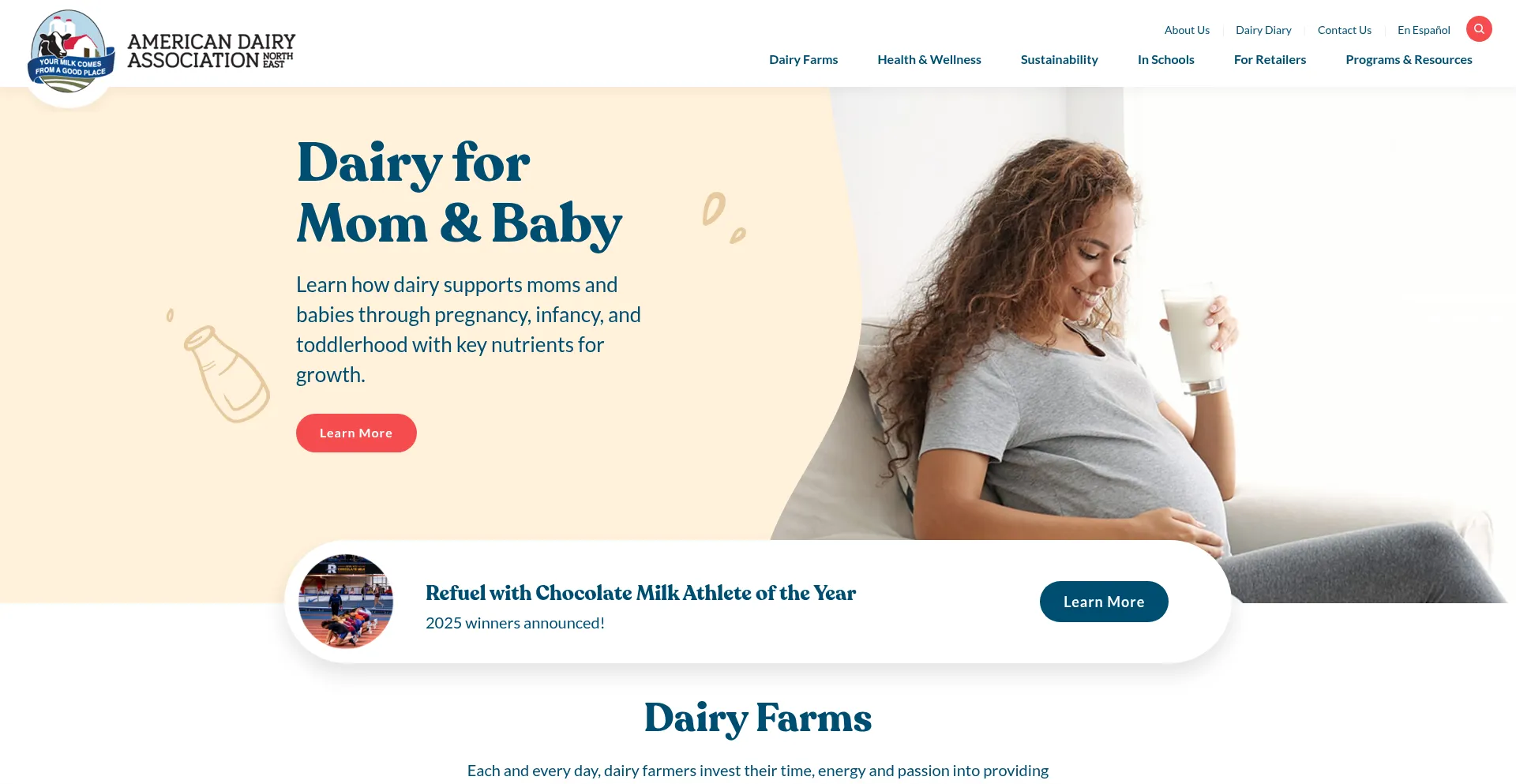 Website screenshot of Americandairy.com