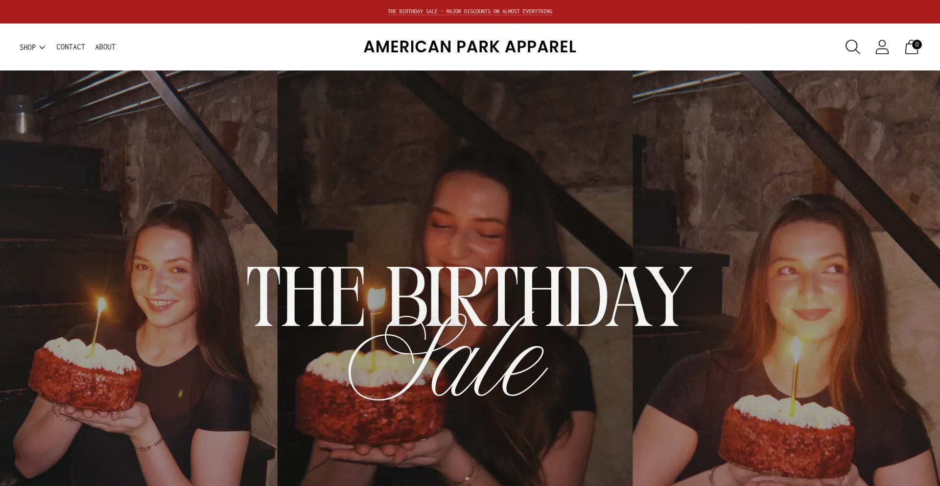 Website screenshot of Americanparkapparel.com