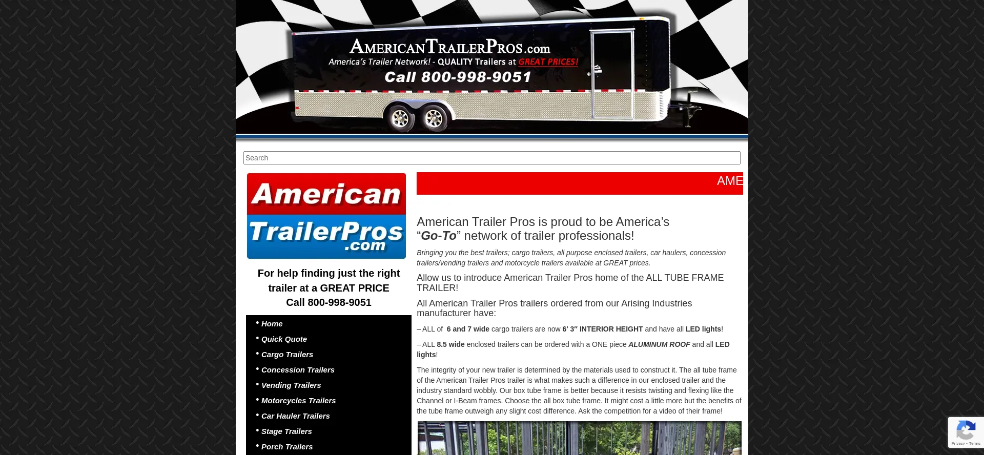 Website screenshot of Americantrailerpros.com