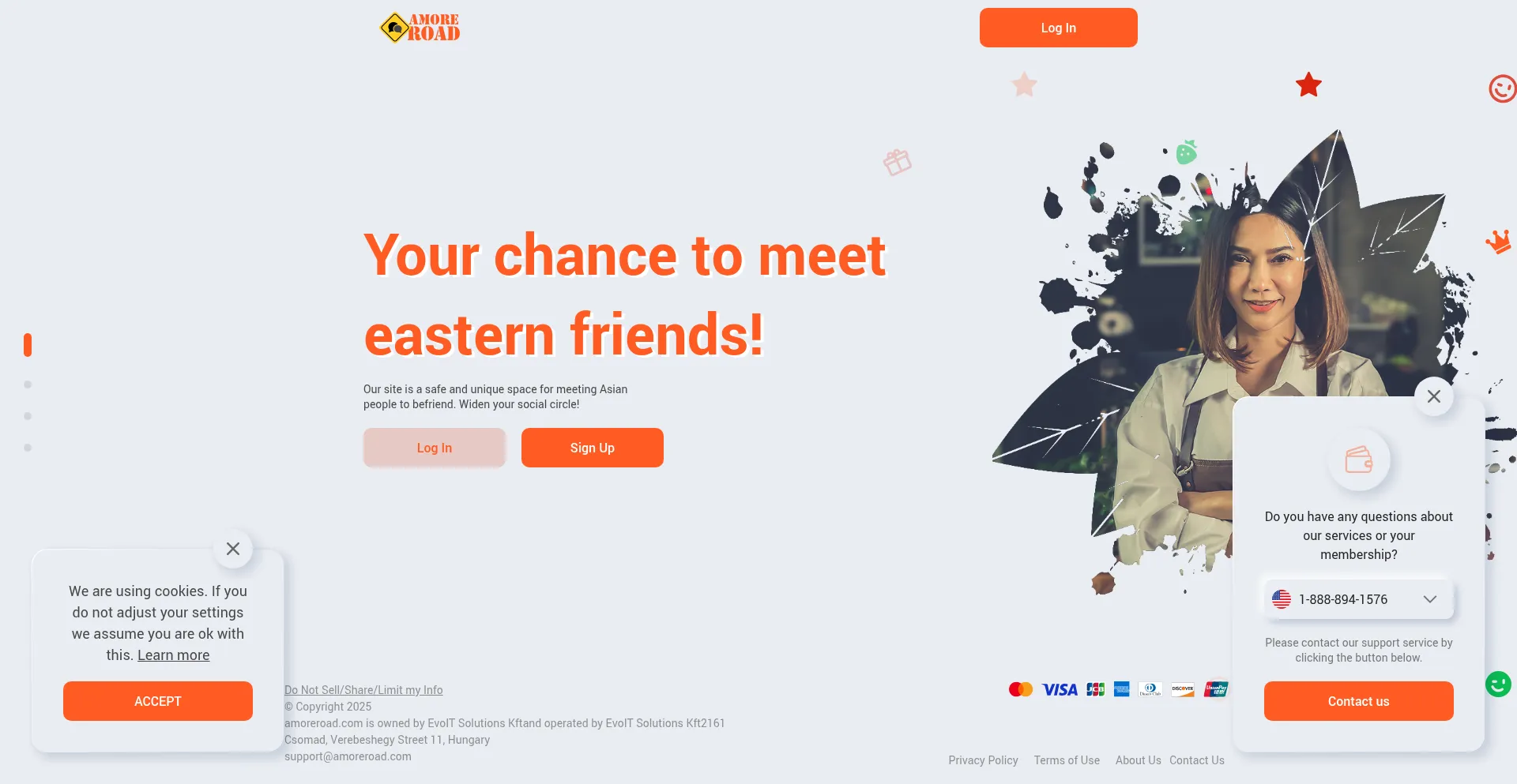 Website screenshot of Amoreroad.com