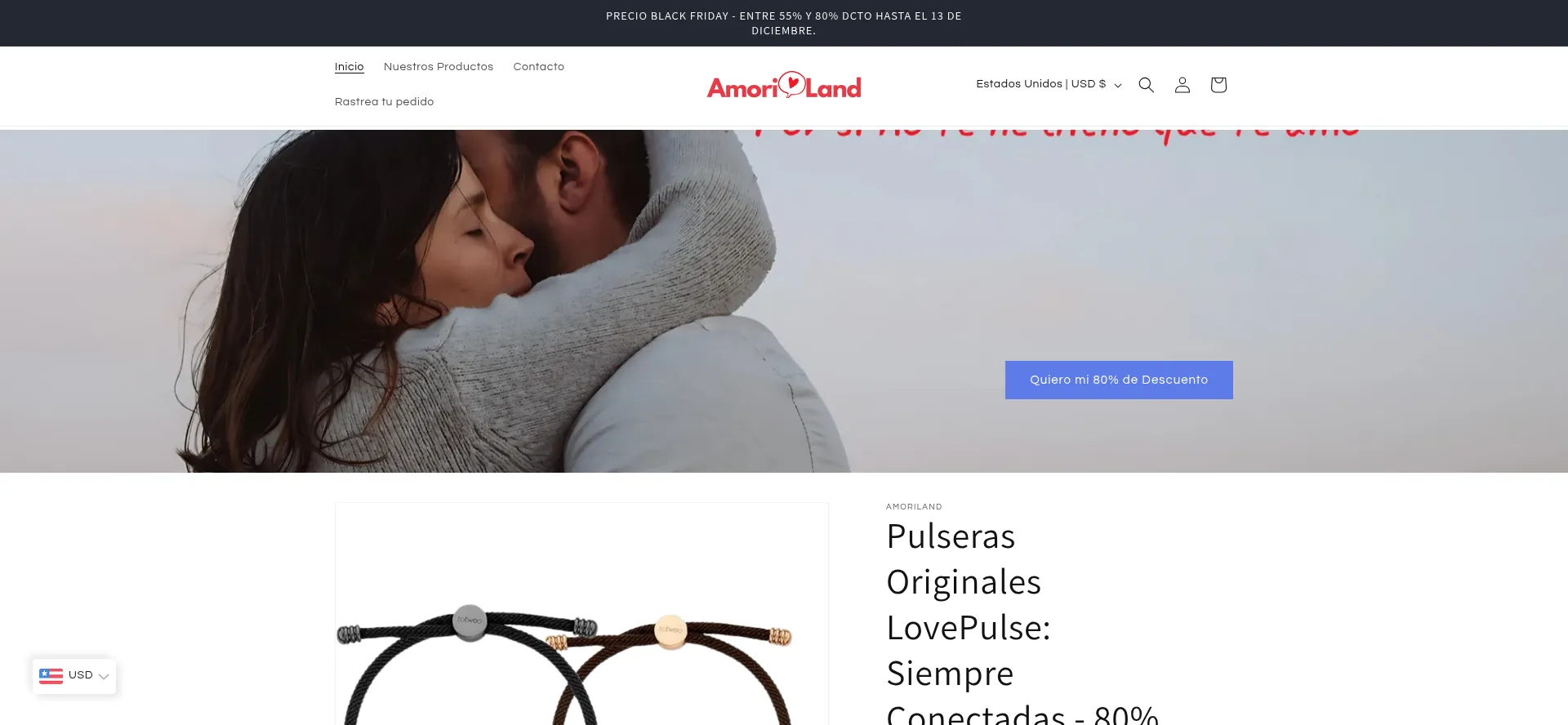 Website screenshot of Amoriland.com