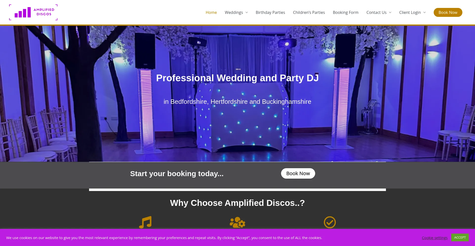 Website screenshot of Amplifieddiscos.co.uk