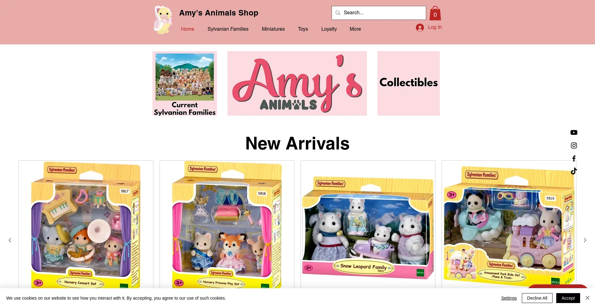Website screenshot of Amysanimals.shop