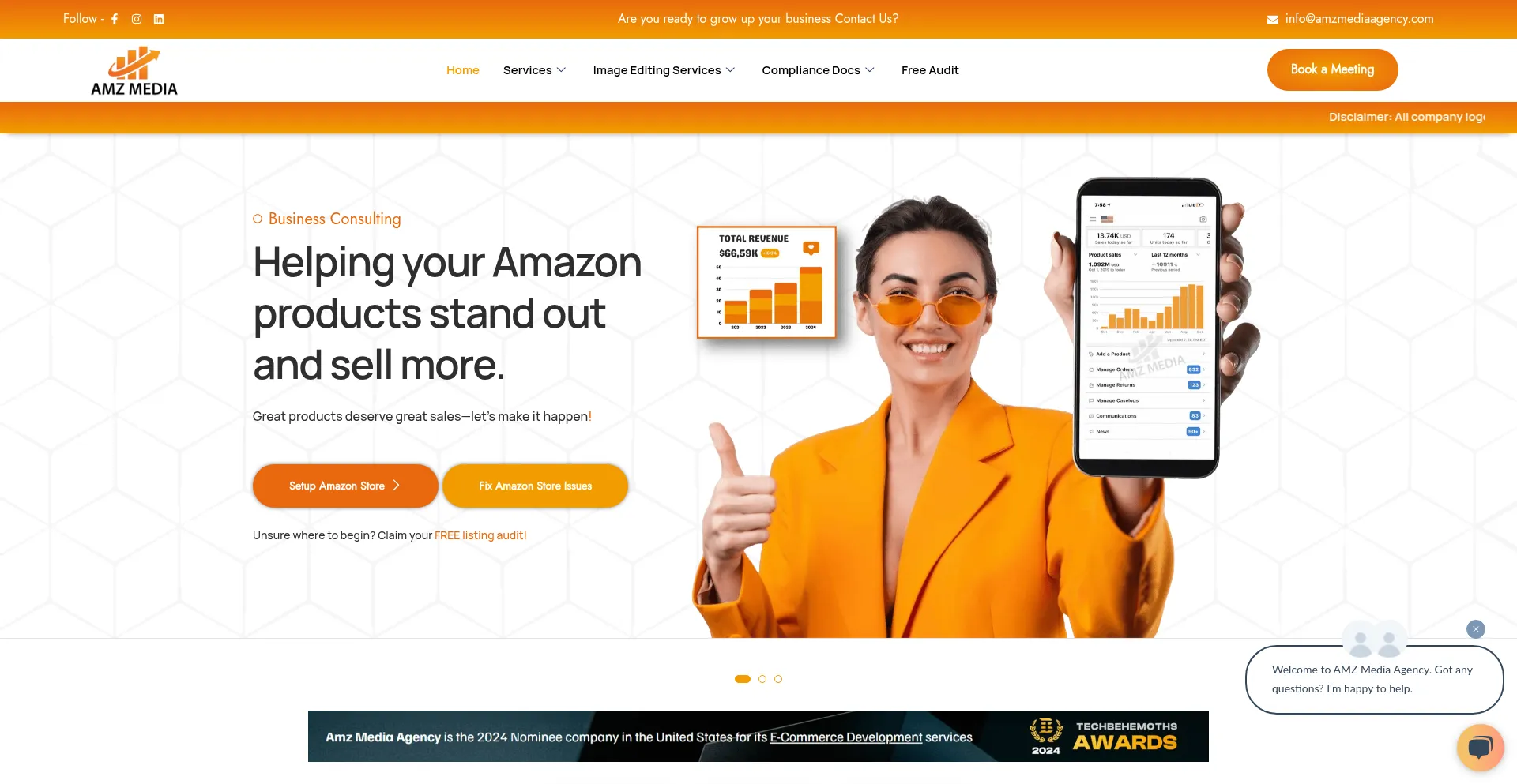 Website screenshot of Amzmediaagency.com