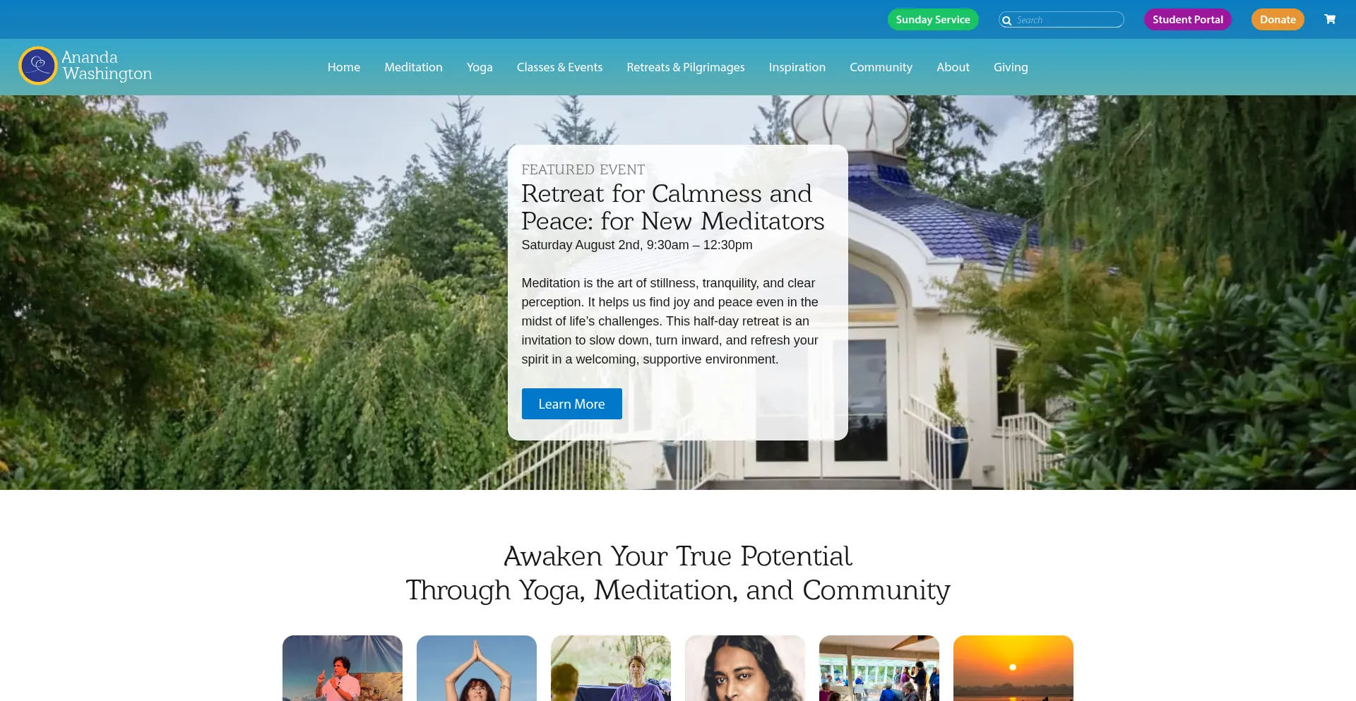 Website screenshot of Anandawashington.org