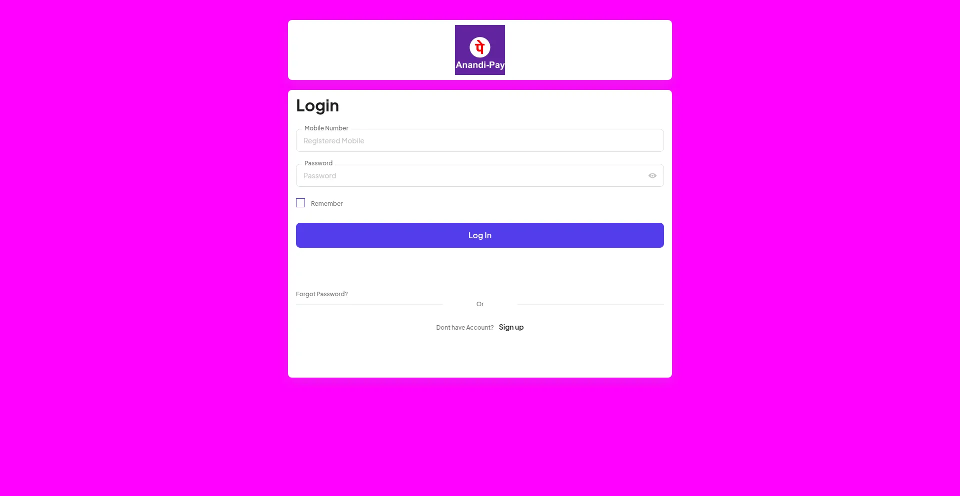 Website screenshot of Anandipay.life