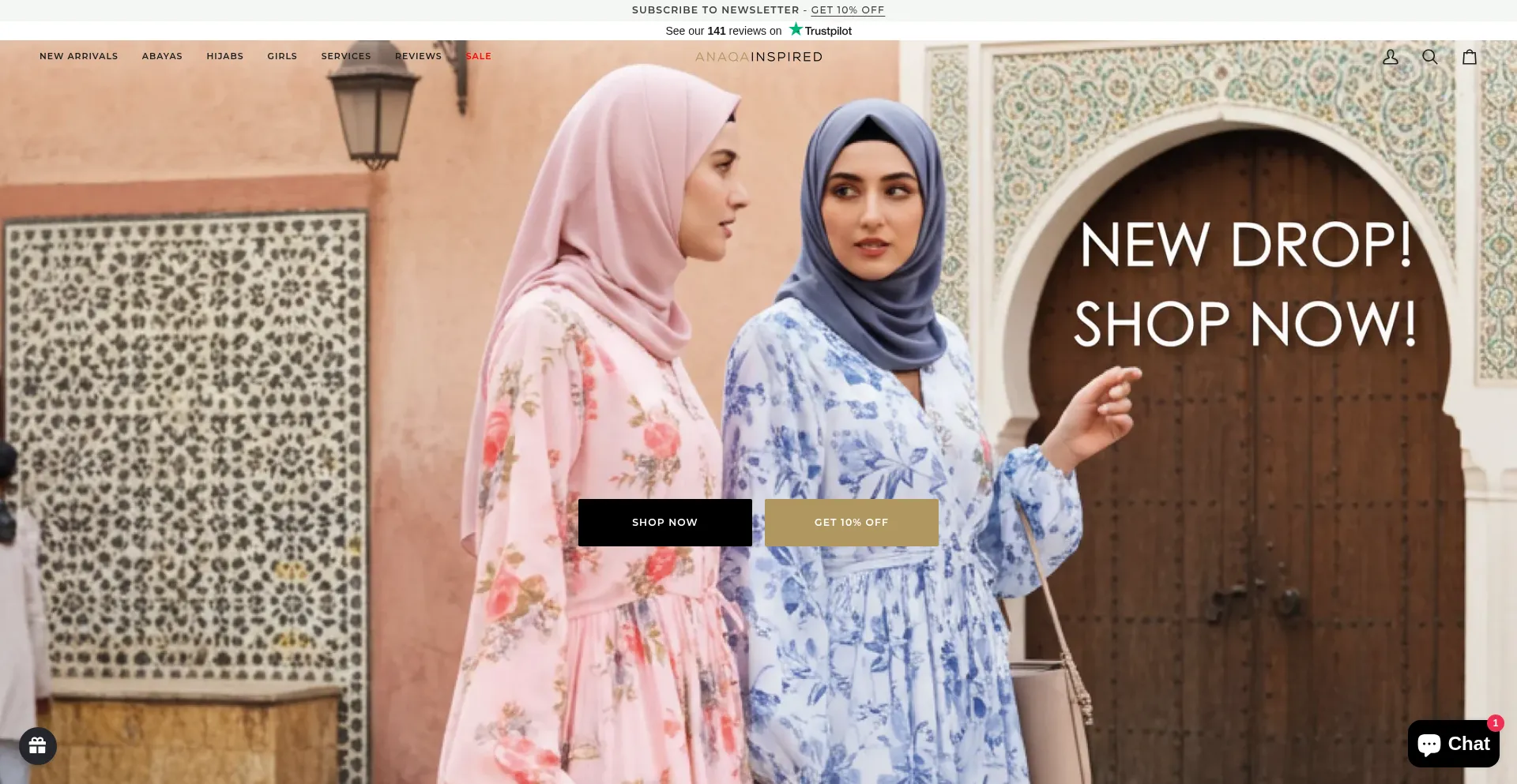 Website screenshot of Anaqainspired.com